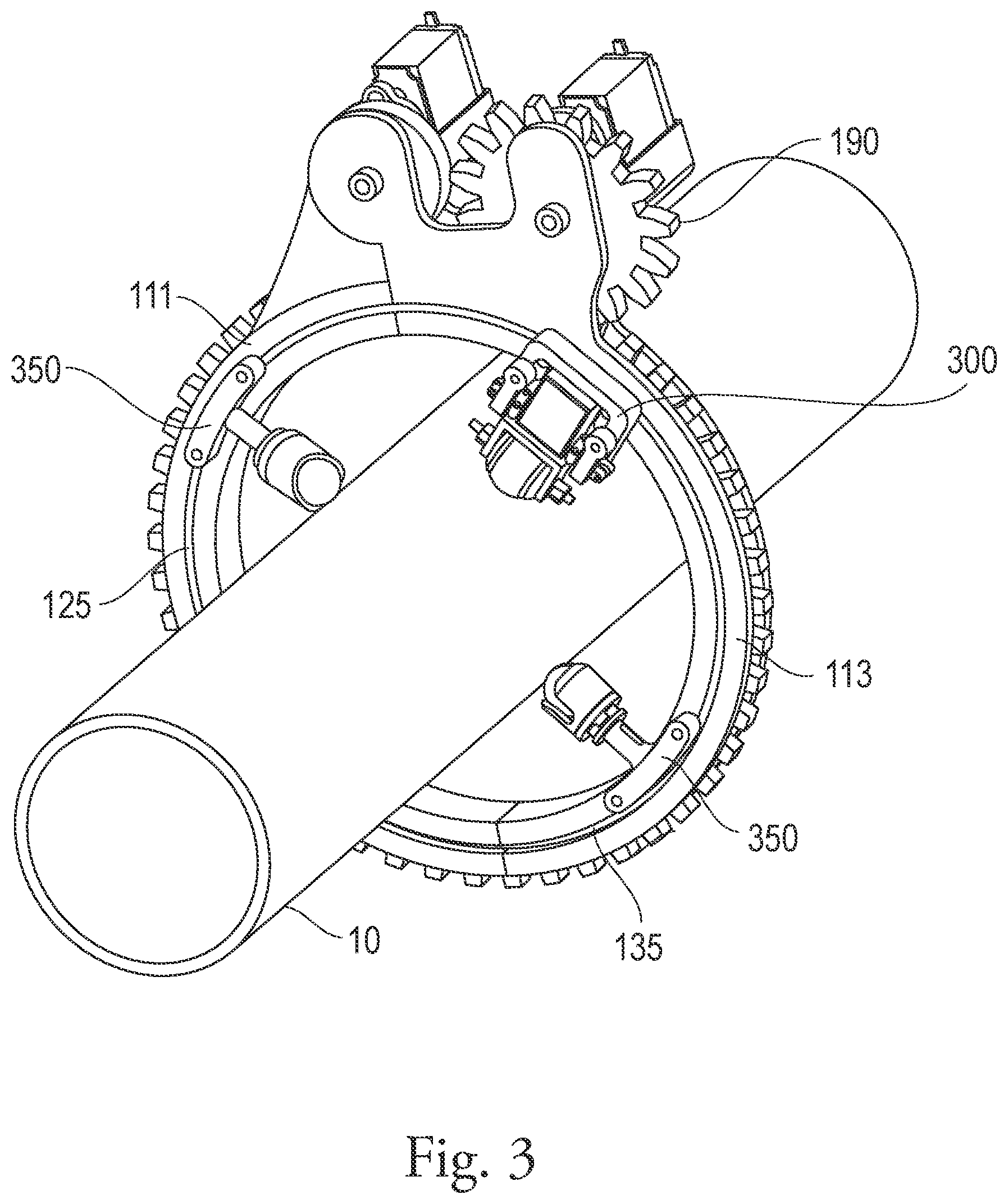 Patent US12613225 Figure 3 – Motorized cuffing mechanism for ultrasound inspection