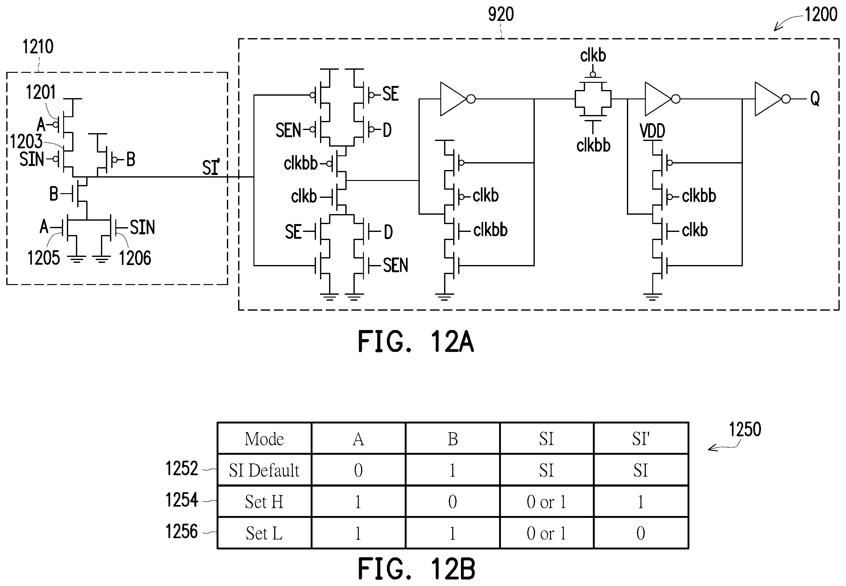 Patent US12613278 Figure 13 – Scan flip-flops with pre-setting combinational logic