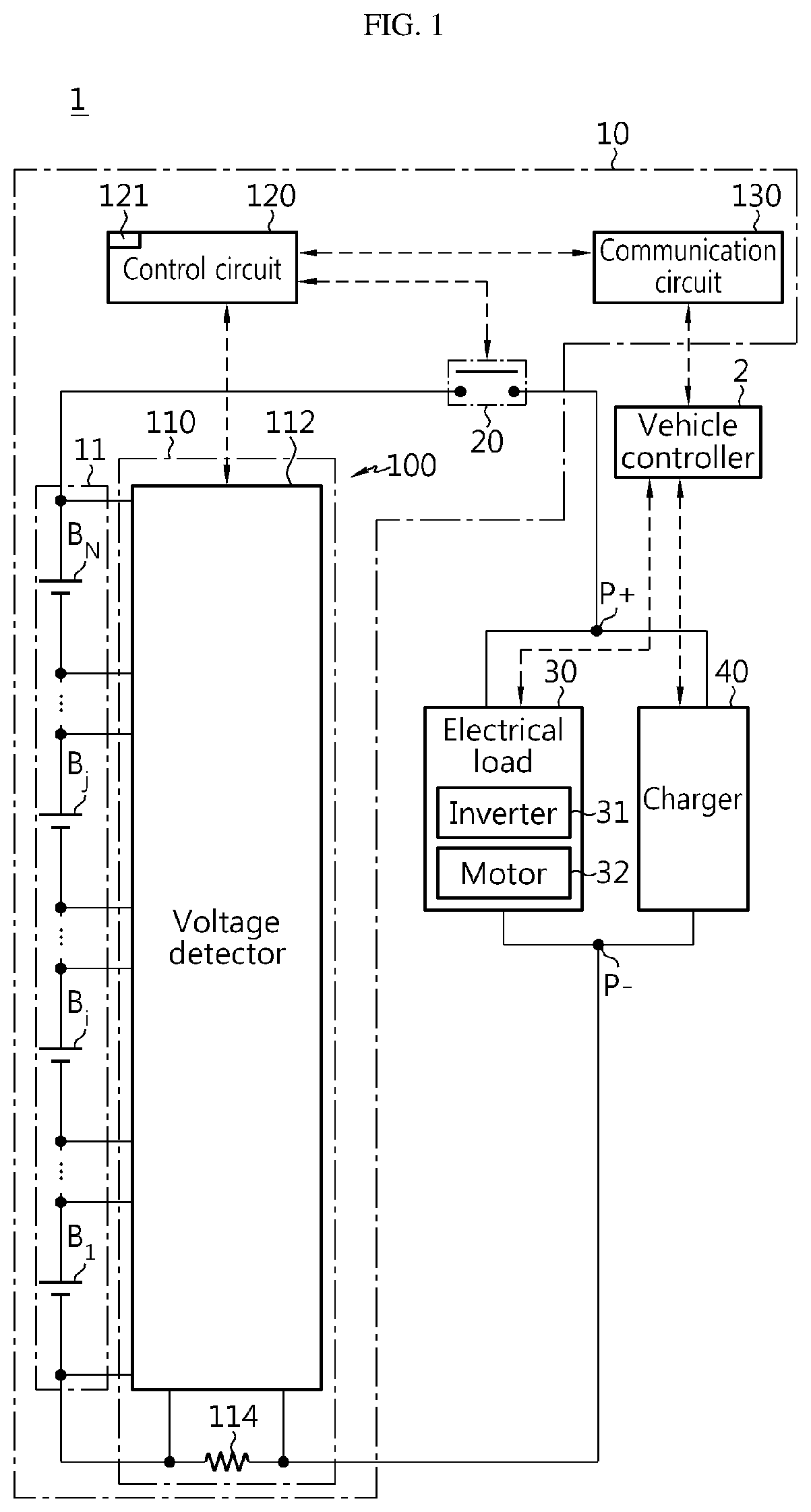 Patent US12613289 Figure 1 – Battery diagnosis apparatus, battery pack, electric vehicle, and battery diagnosis method