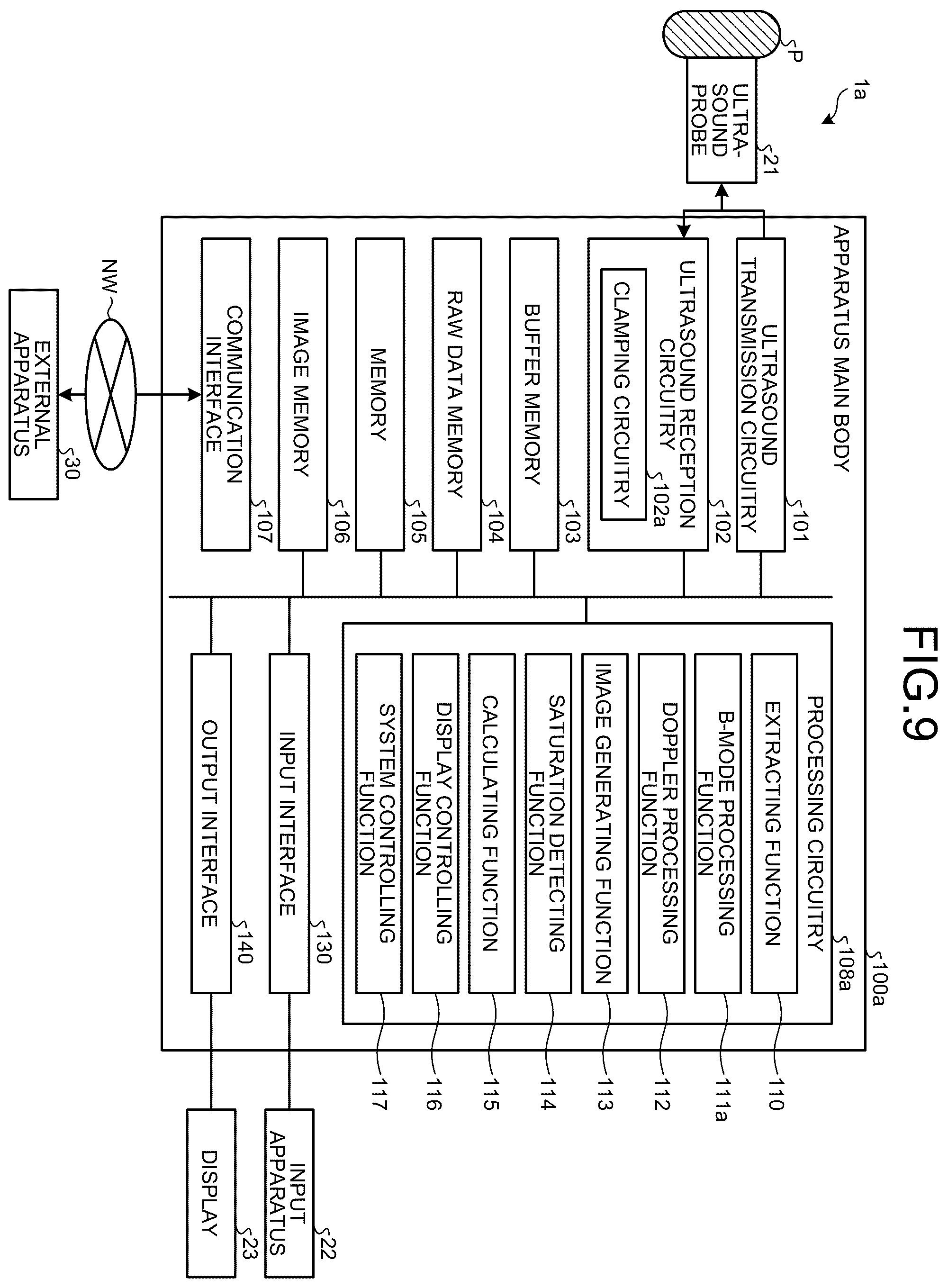 Patent US12613337 Figure 9 – Ultrasound diagnosis apparatus to correct a saturation region in an ultrasound image