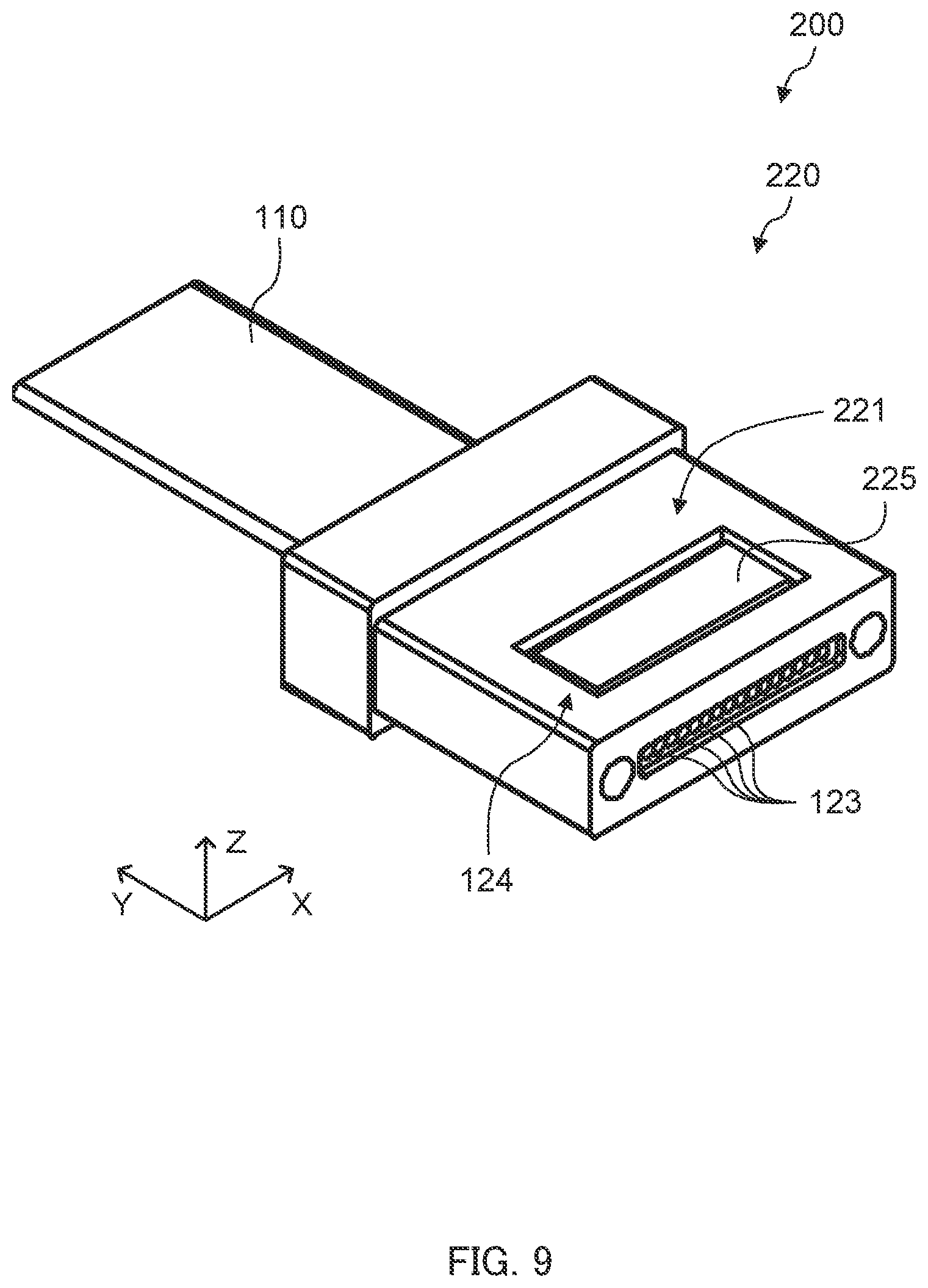 Patent US12613378 Figure 9 – Optical connector, optical connector module, and method for producing optical connector