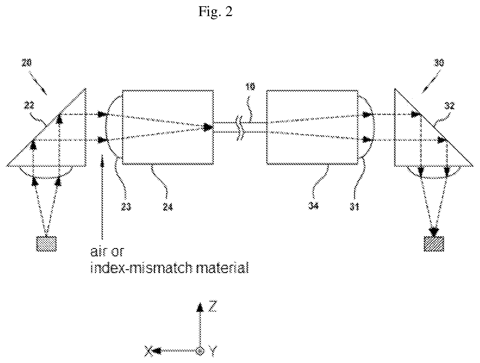 Patent US12613384 Figure 2 – Optical transceiver having tilted optical fibers