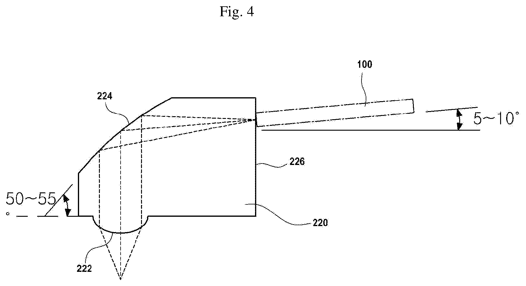 Patent US12613384 Figure 4 – Optical transceiver having tilted optical fibers