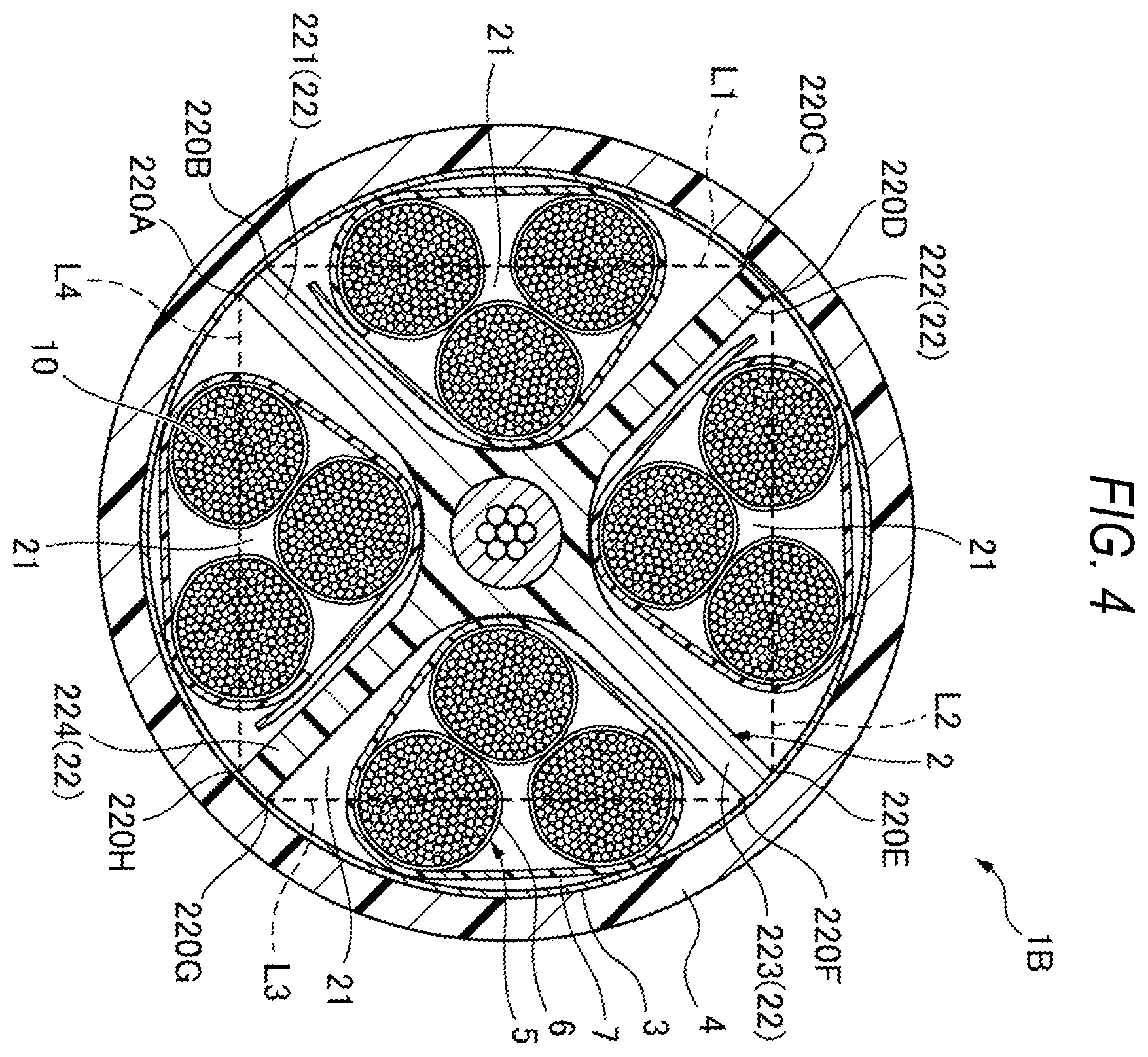 Patent US12613388 Figure 4 – Slot type optical fiber cable