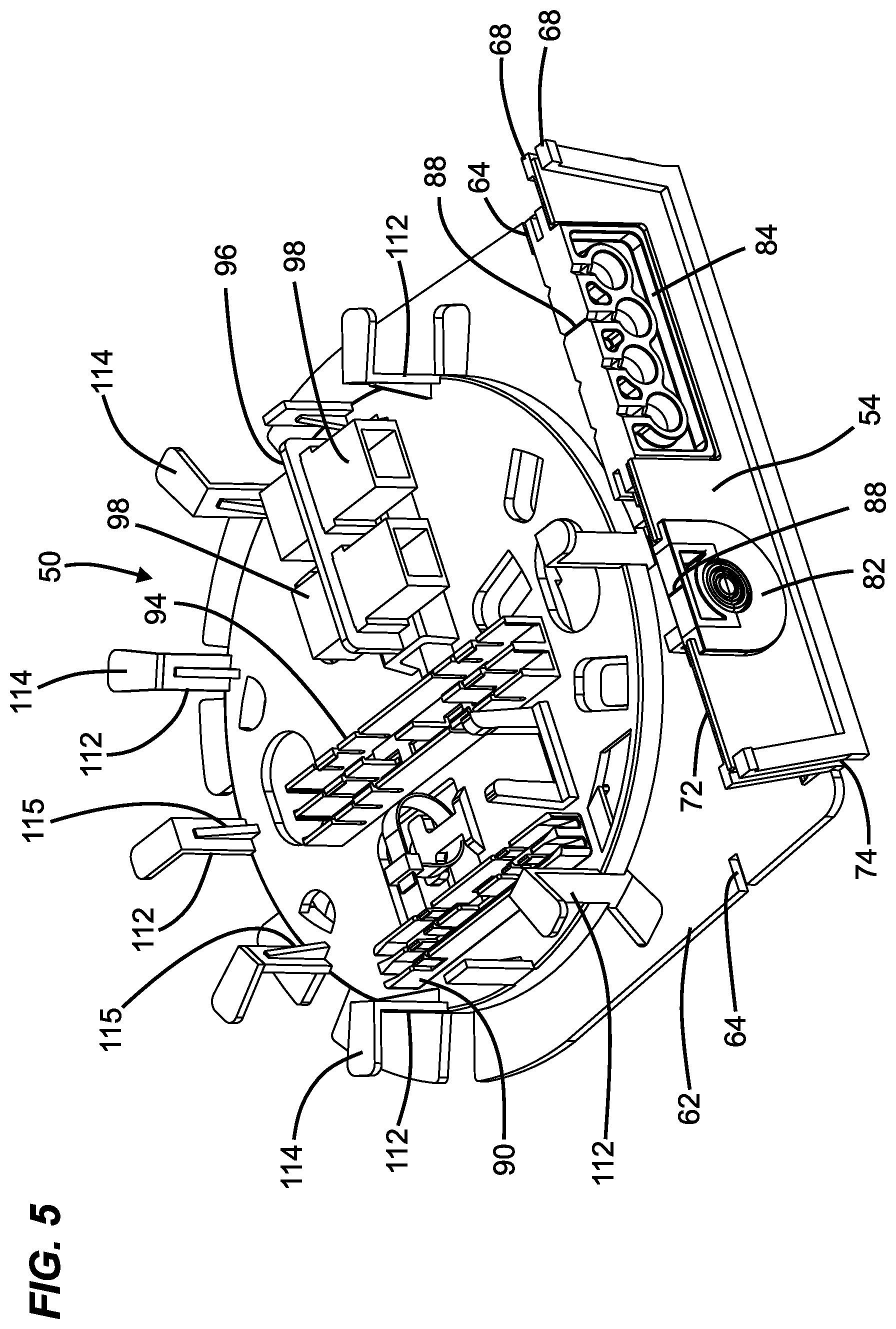 Patent US12613390 Figure 5 – Telecommunications cable termination box