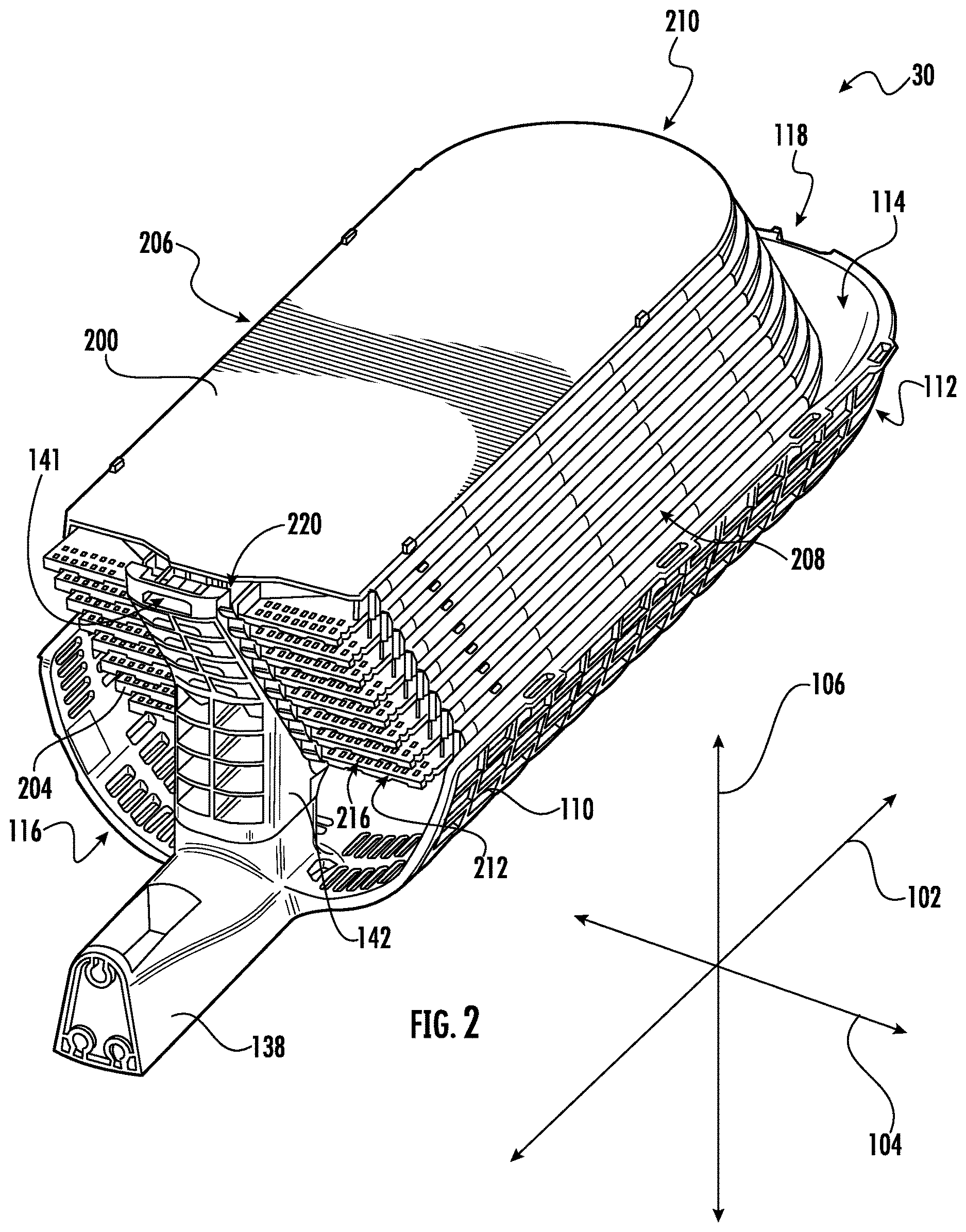 Patent US12613391 Figure 2 – Bracket assembly for fiber optic closures and organizer assemblies