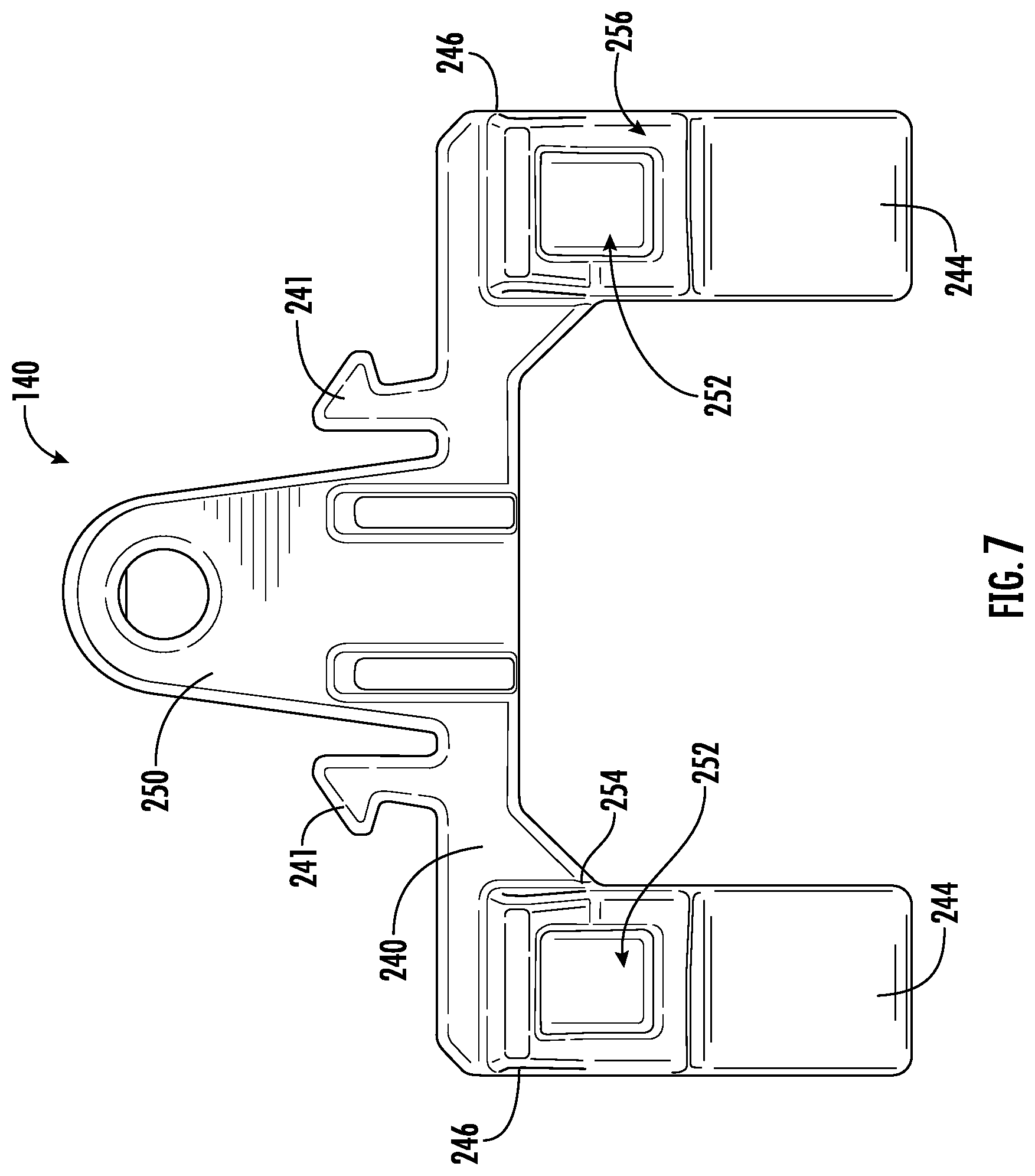 Patent US12613391 Figure 7 – Bracket assembly for fiber optic closures and organizer assemblies