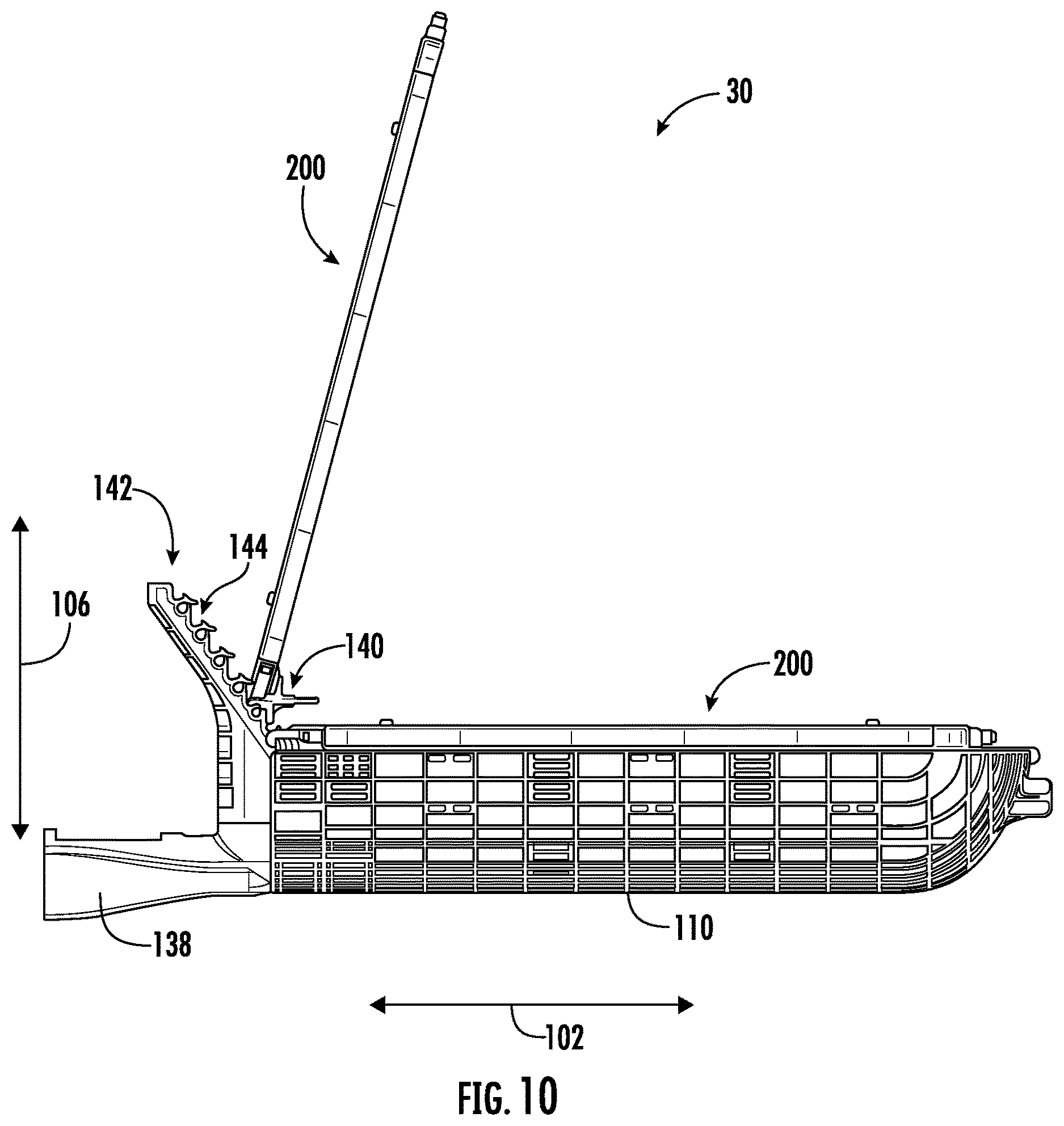 Patent US12613391 Figure 10 – Bracket assembly for fiber optic closures and organizer assemblies