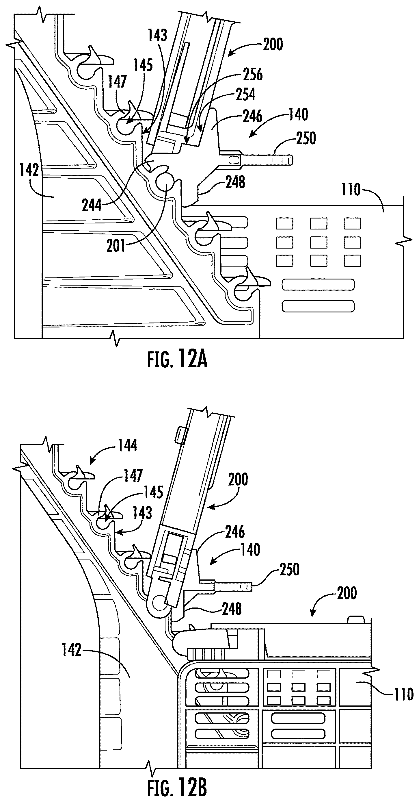Patent US12613391 Figure 12 – Bracket assembly for fiber optic closures and organizer assemblies