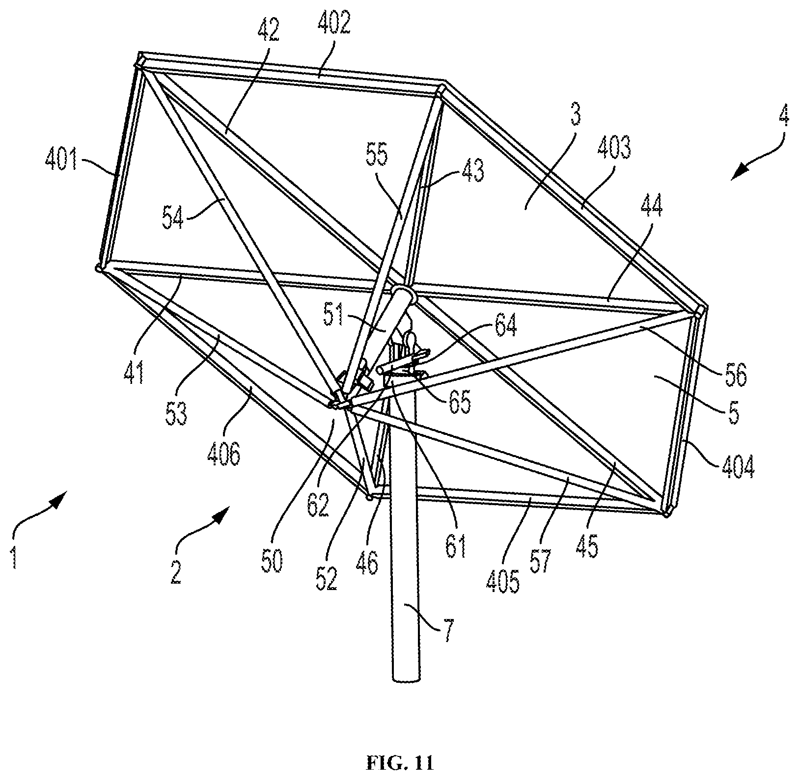 Patent US12613394 Figure 7 – Actively focused lightweight heliostat