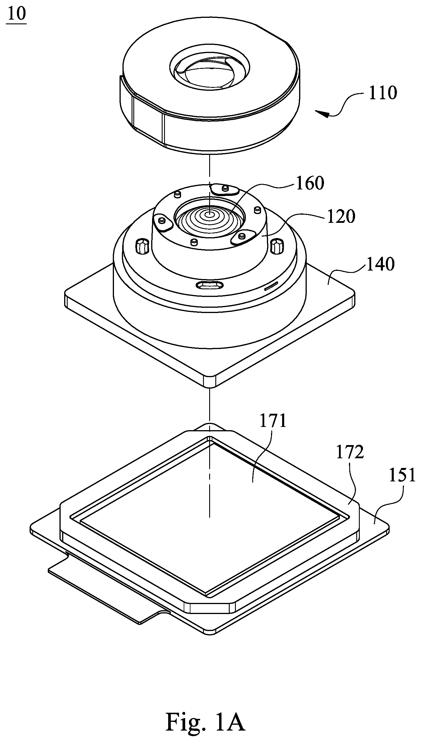Patent US12613396 Figure 1 – Imaging lens assembly module, camera module and electronic device