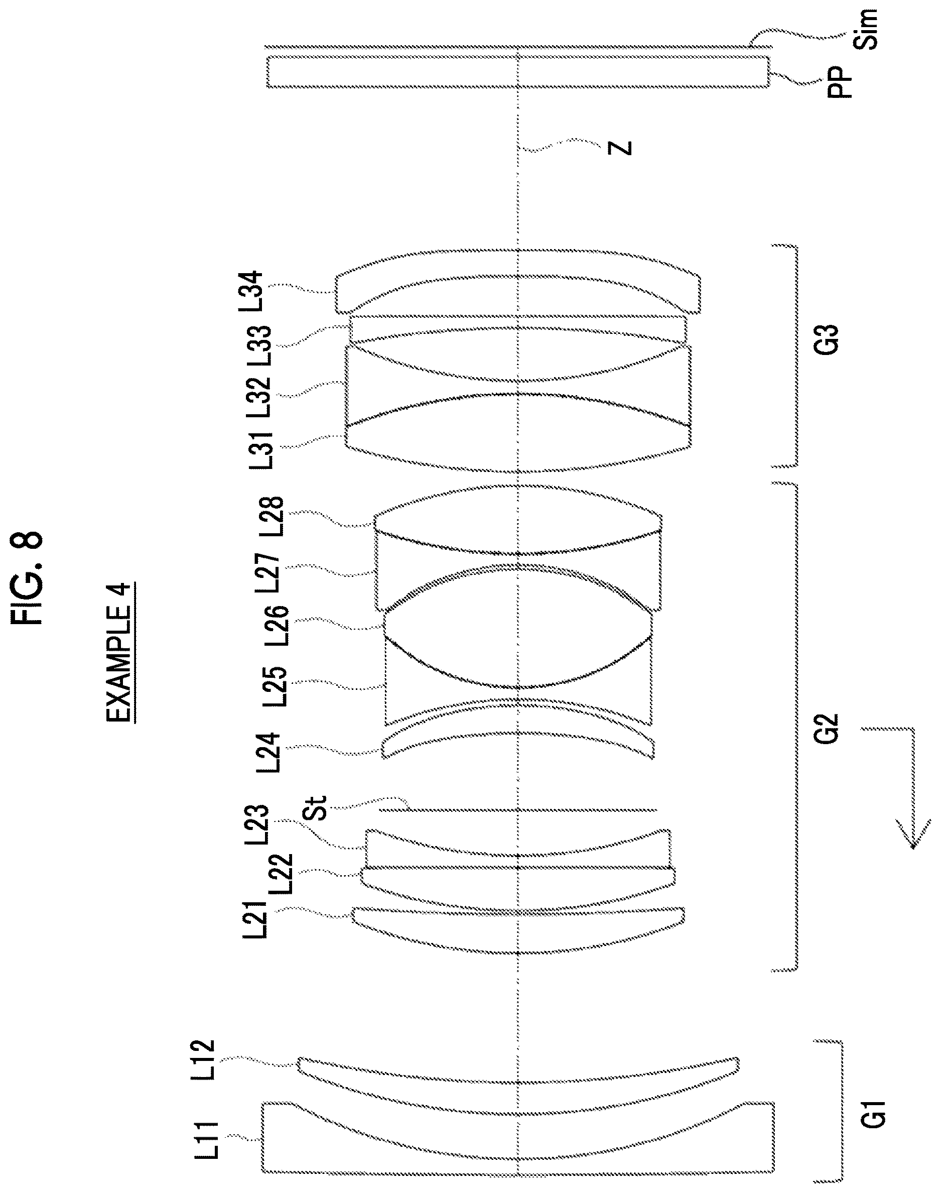 Patent US12613397 Figure 8 – Imaging lens and imaging apparatus