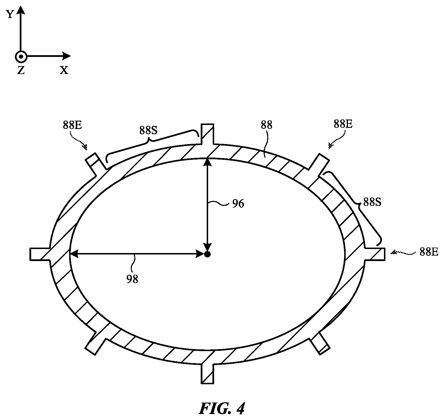 Patent US12613417 Figure 4 – Electronic device with a tunable lens having two adjustable surfaces