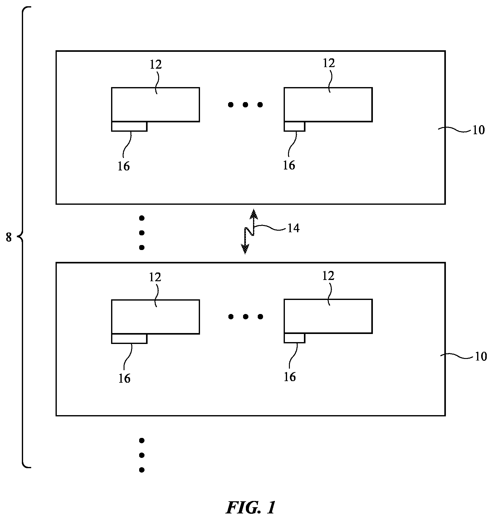 Patent US12613418 Figure 1 – Display devices with bridge emitters and sensors