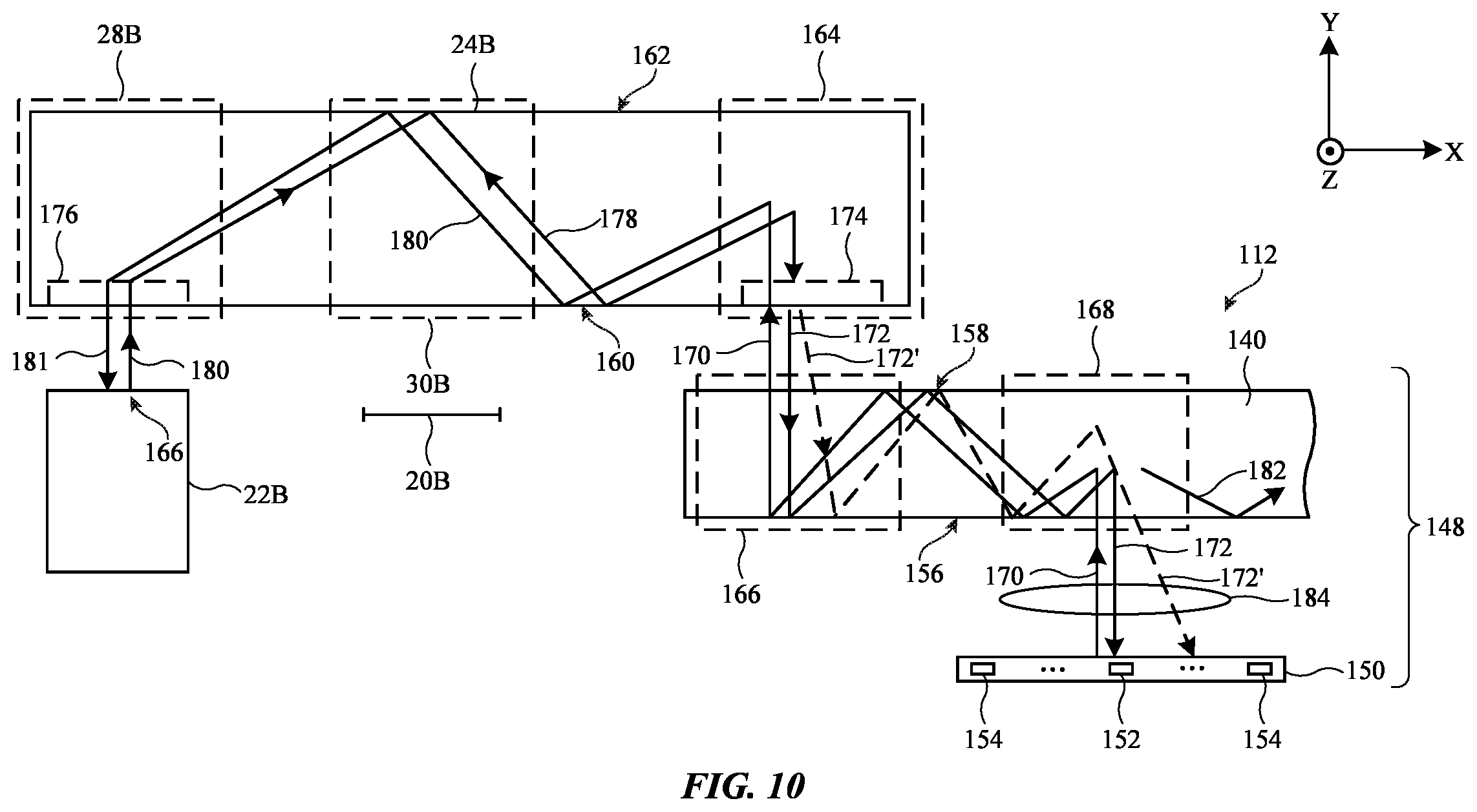 Patent US12613418 Figure 10 – Display devices with bridge emitters and sensors