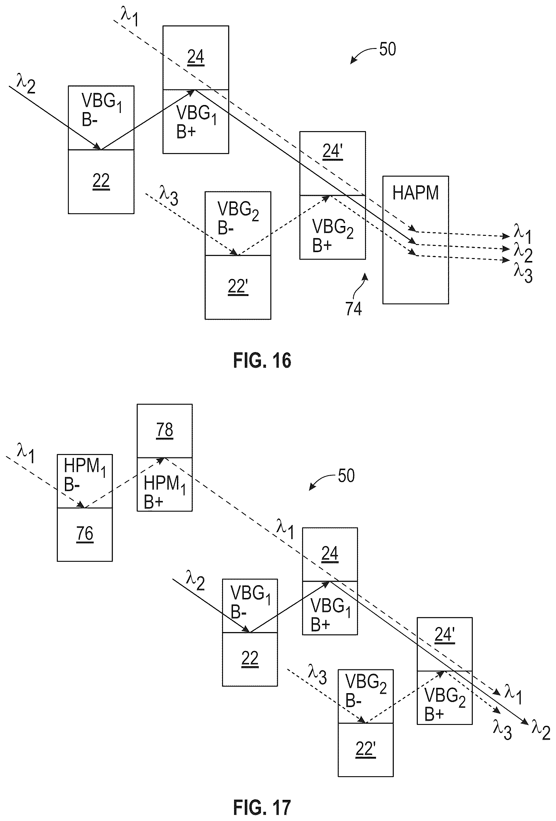 Patent US12613424 Figure 14 – Apparatus for spectrally combining broadband laser beams by volume Bragg gratings