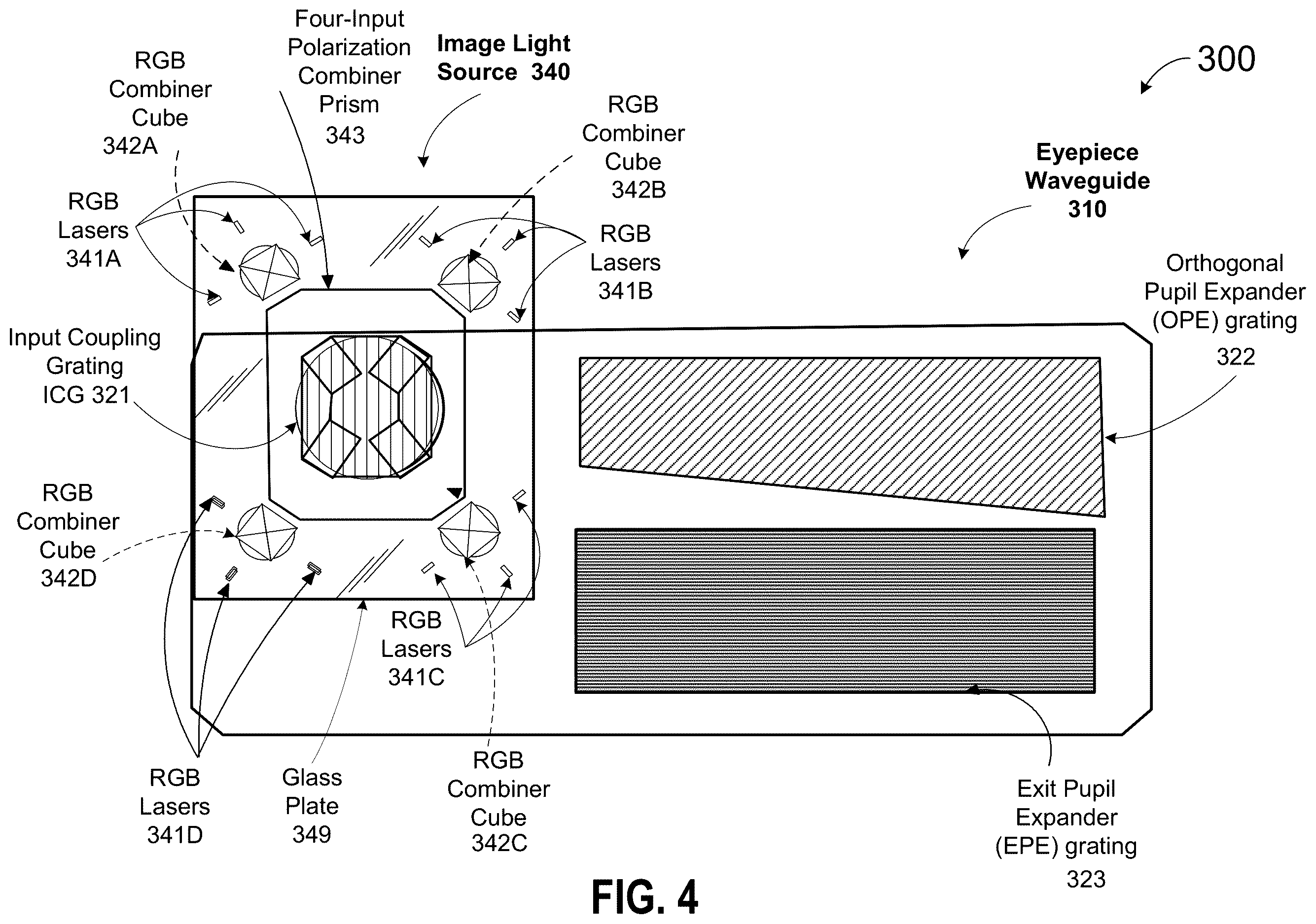 Patent US12613426 Figure 3 – Method and system for projection display with polarization selective reflectors
