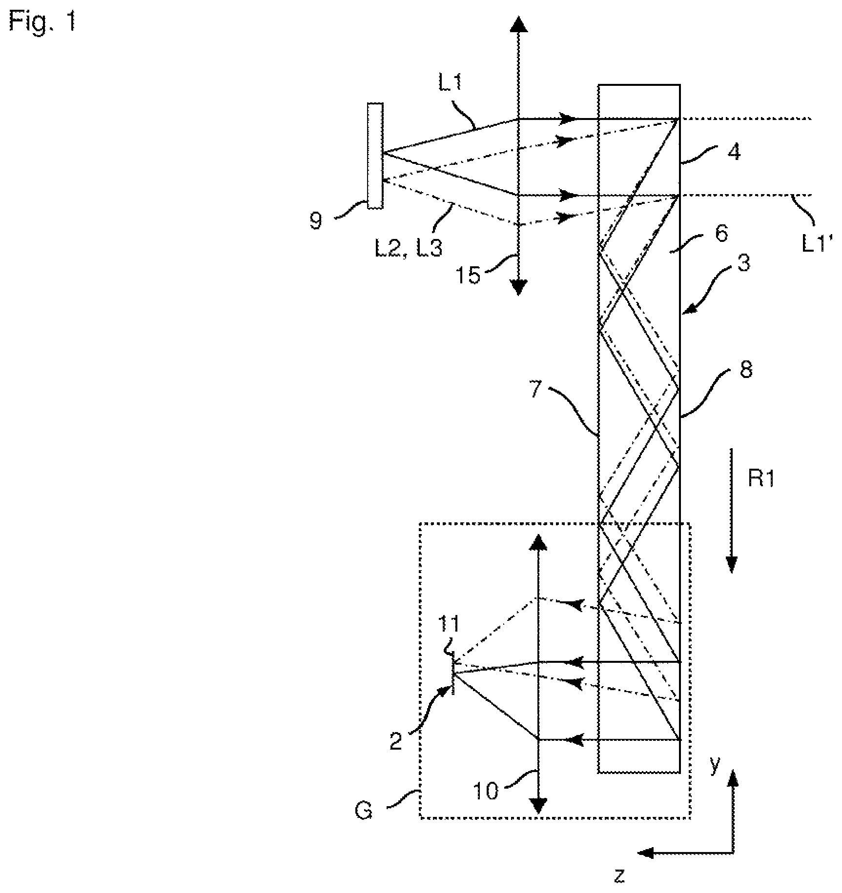 Patent US12613428 — Functionalized waveguide for a detector system and a lighting and/or projection system — Figure 1