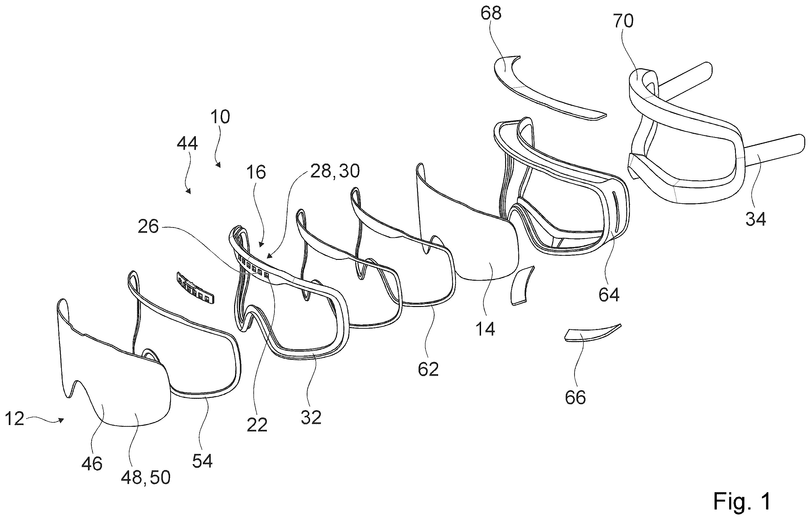 Patent US12613434 Figure 1 – Goggles device, goggles, method for operation
