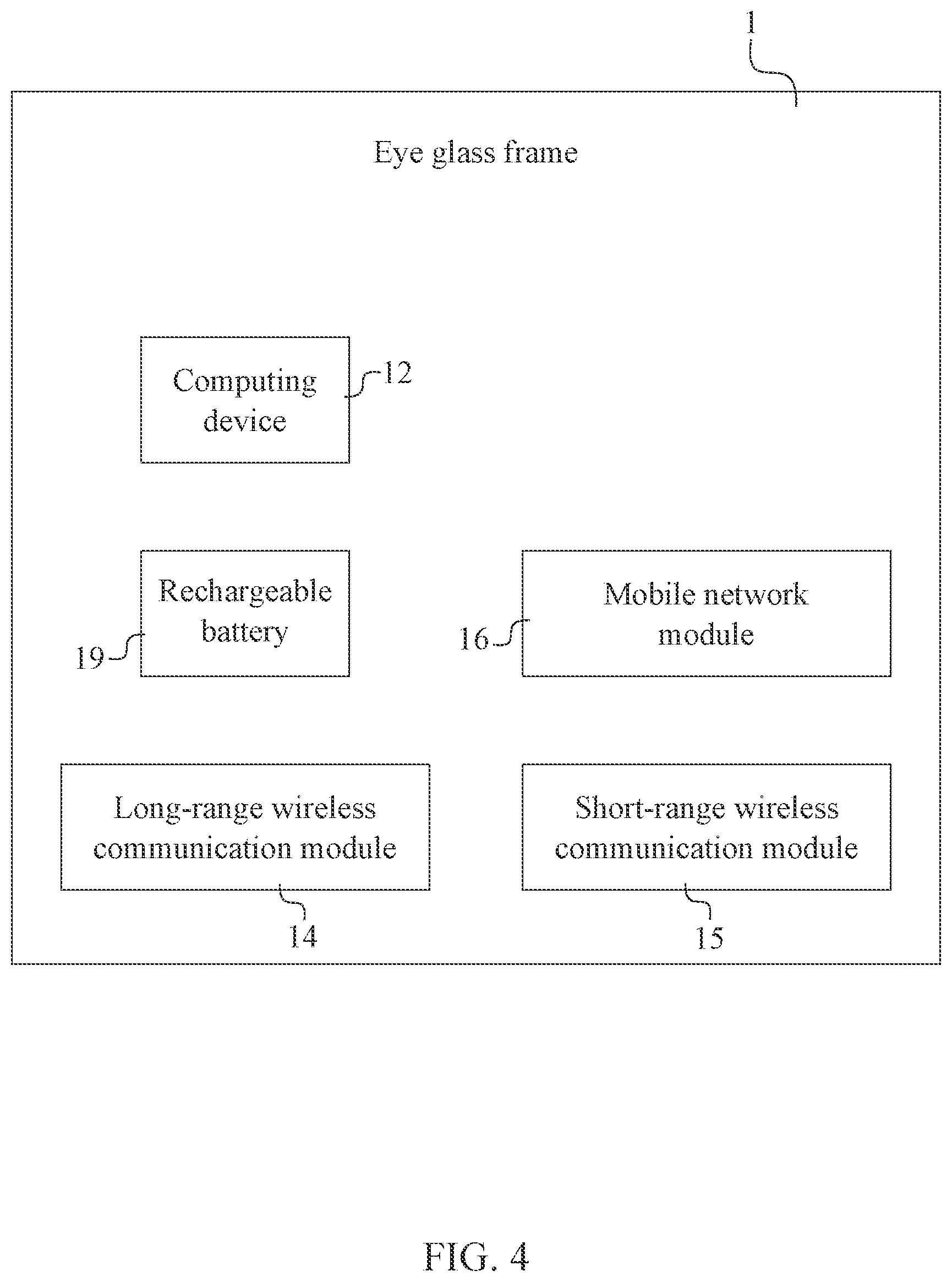 Patent US12613436 Figure 4 – Pair of glasses with integrated computing device