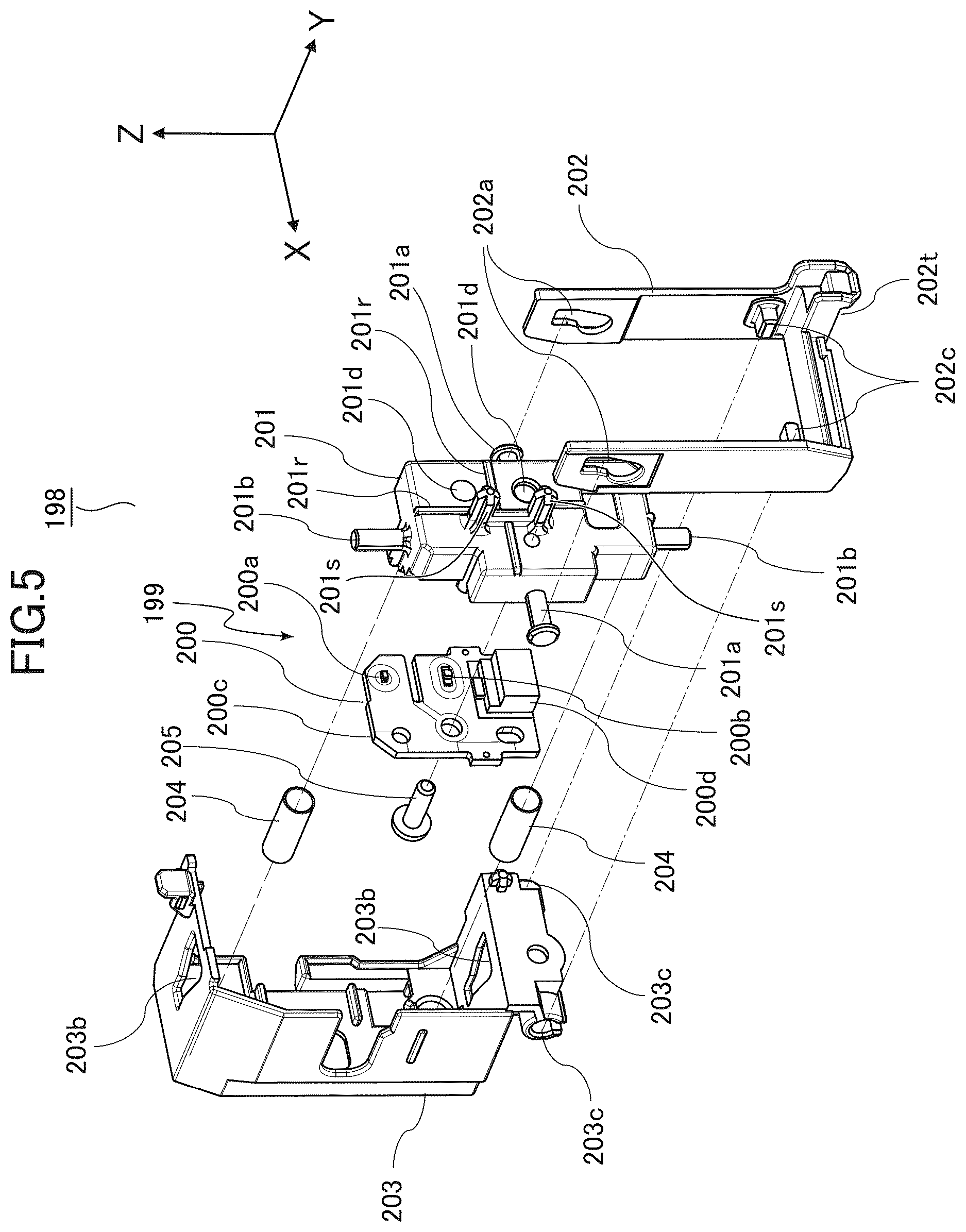 Patent US12613490 Figure 5 – Image forming apparatus with positioning mechanism for detection unit and for contact unit