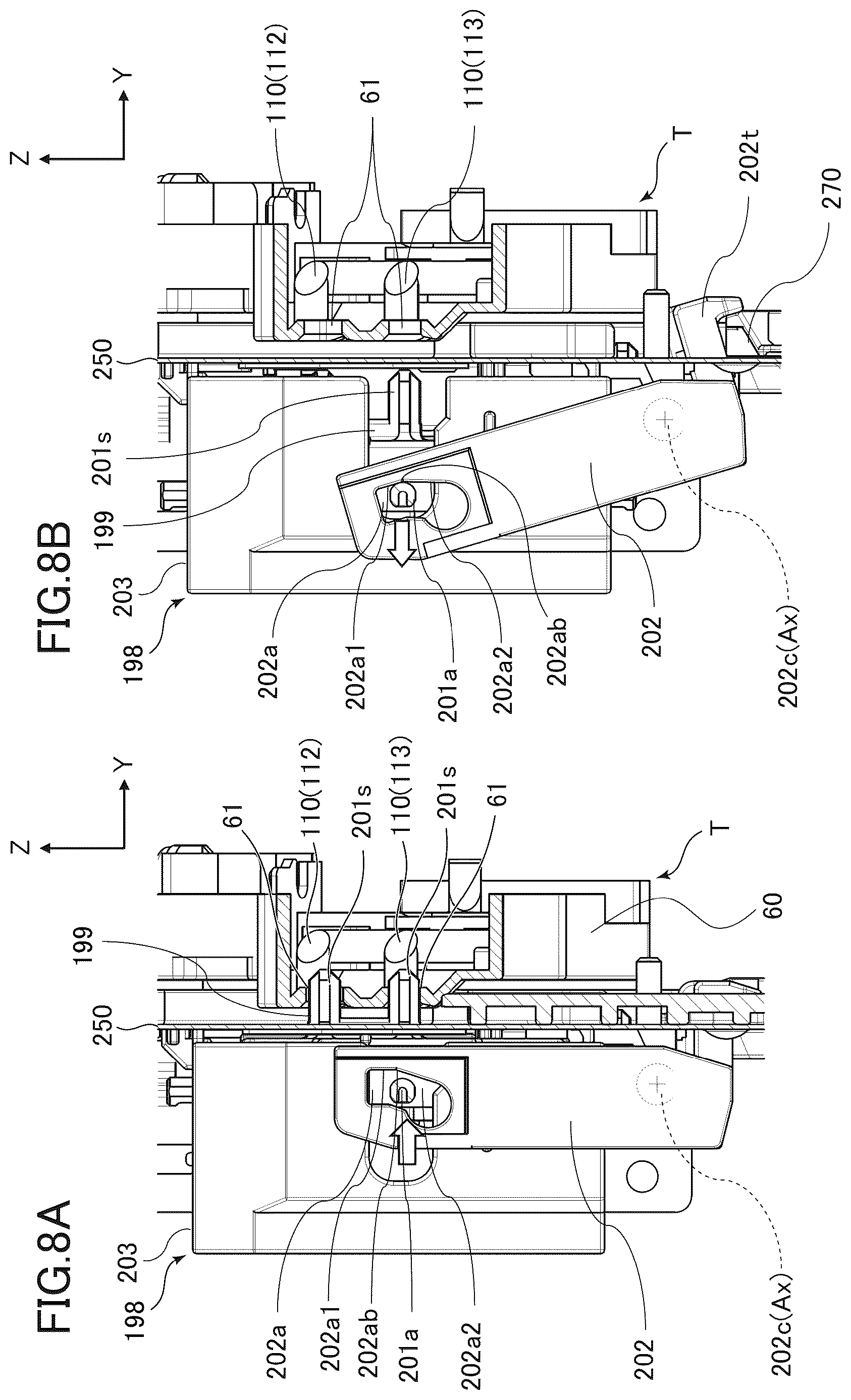 Patent US12613490 Figure 8 – Image forming apparatus with positioning mechanism for detection unit and for contact unit