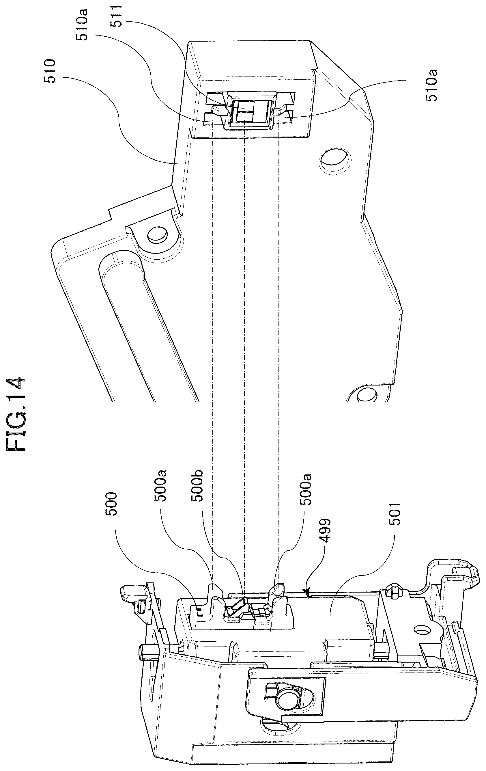 Patent US12613490 Figure 14 – Image forming apparatus with positioning mechanism for detection unit and for contact unit