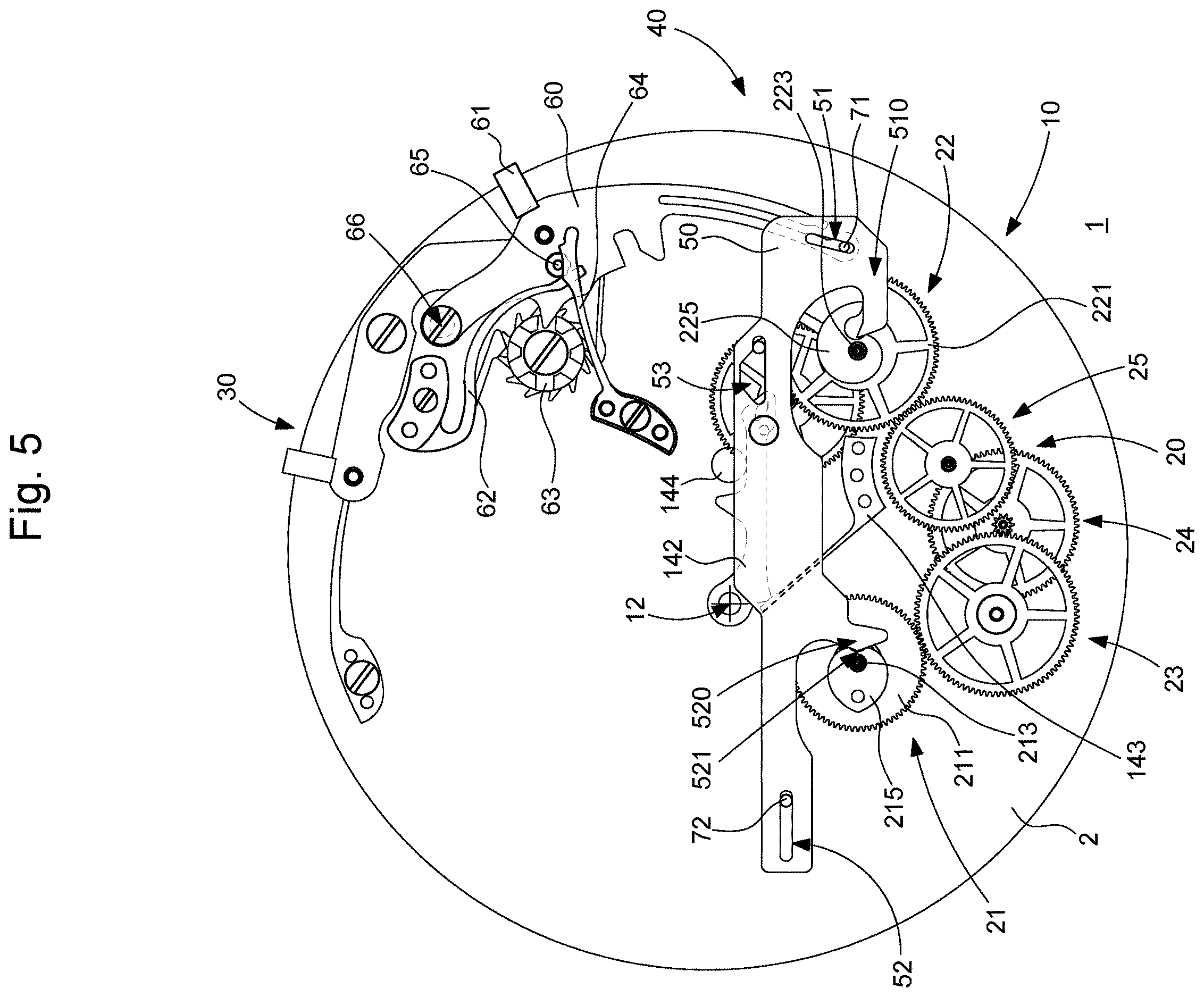 Patent US12613497 Figure 3 – Chronograph mechanism for a horological movement and timepiece comprising such a mechanism