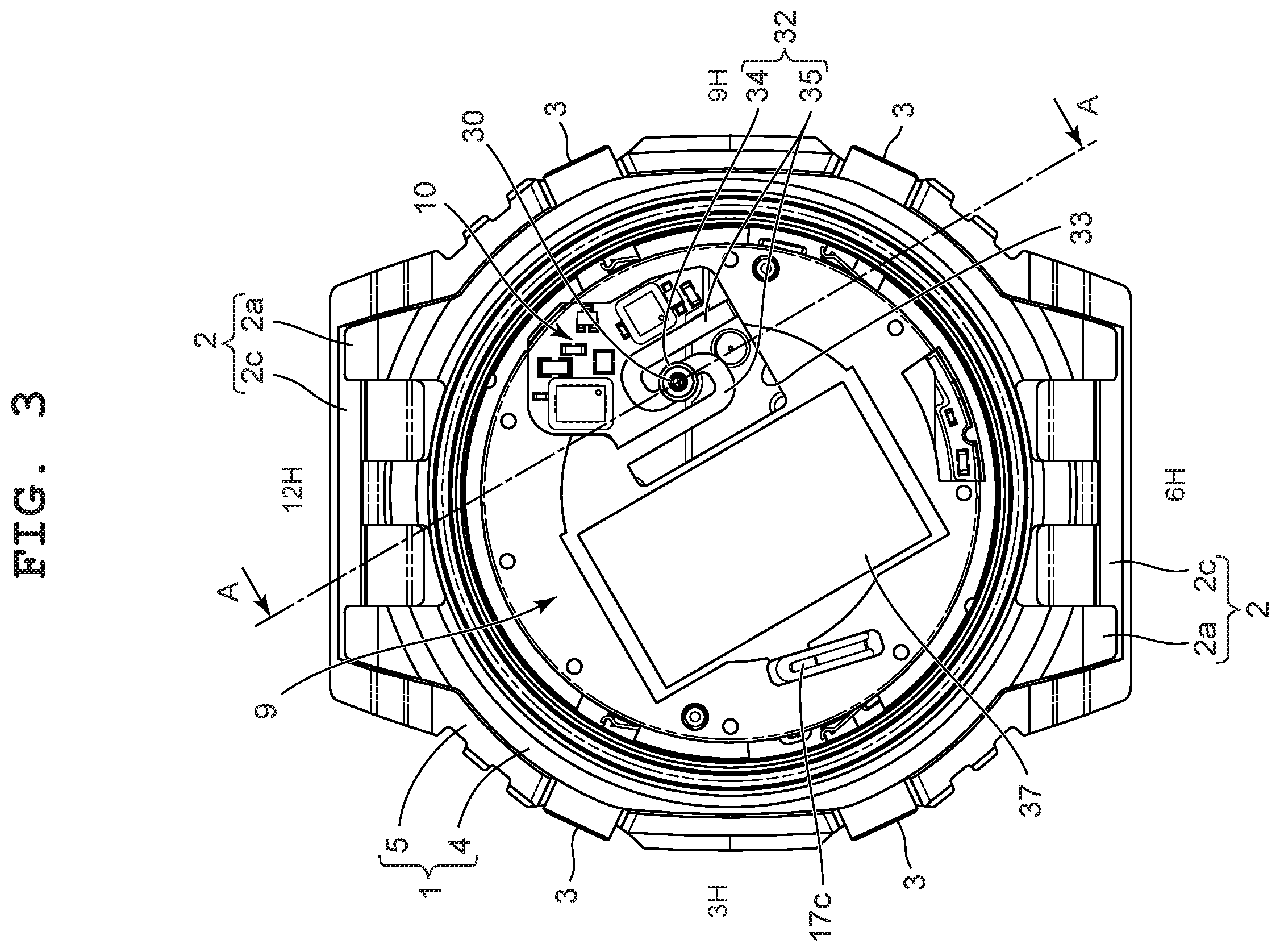Patent US12613498 Figure 3 – Electronic device and timepiece