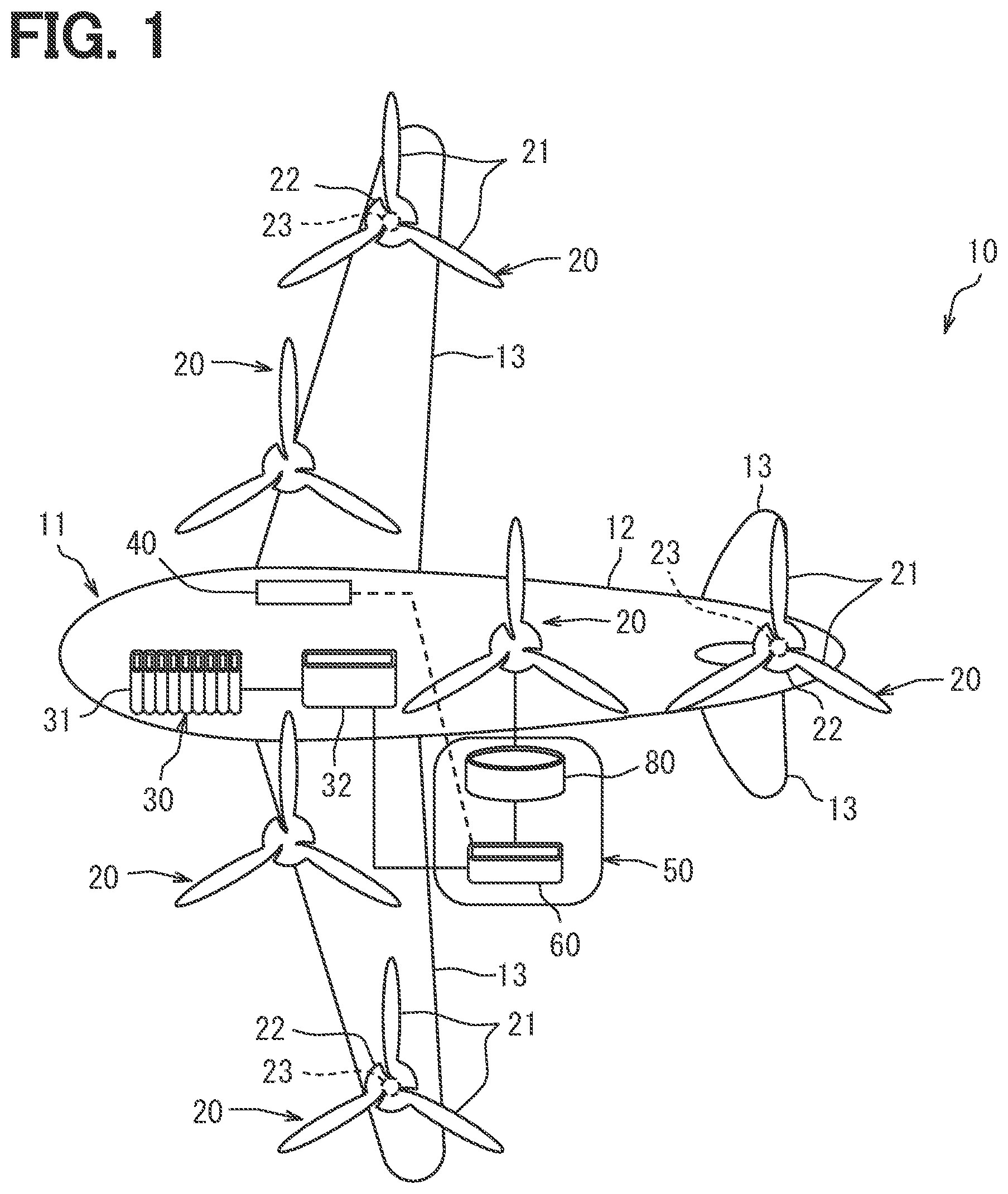 Patent US12613535 — Flight control device and non-transitory computer readable medium storing flight control program — Figure 1