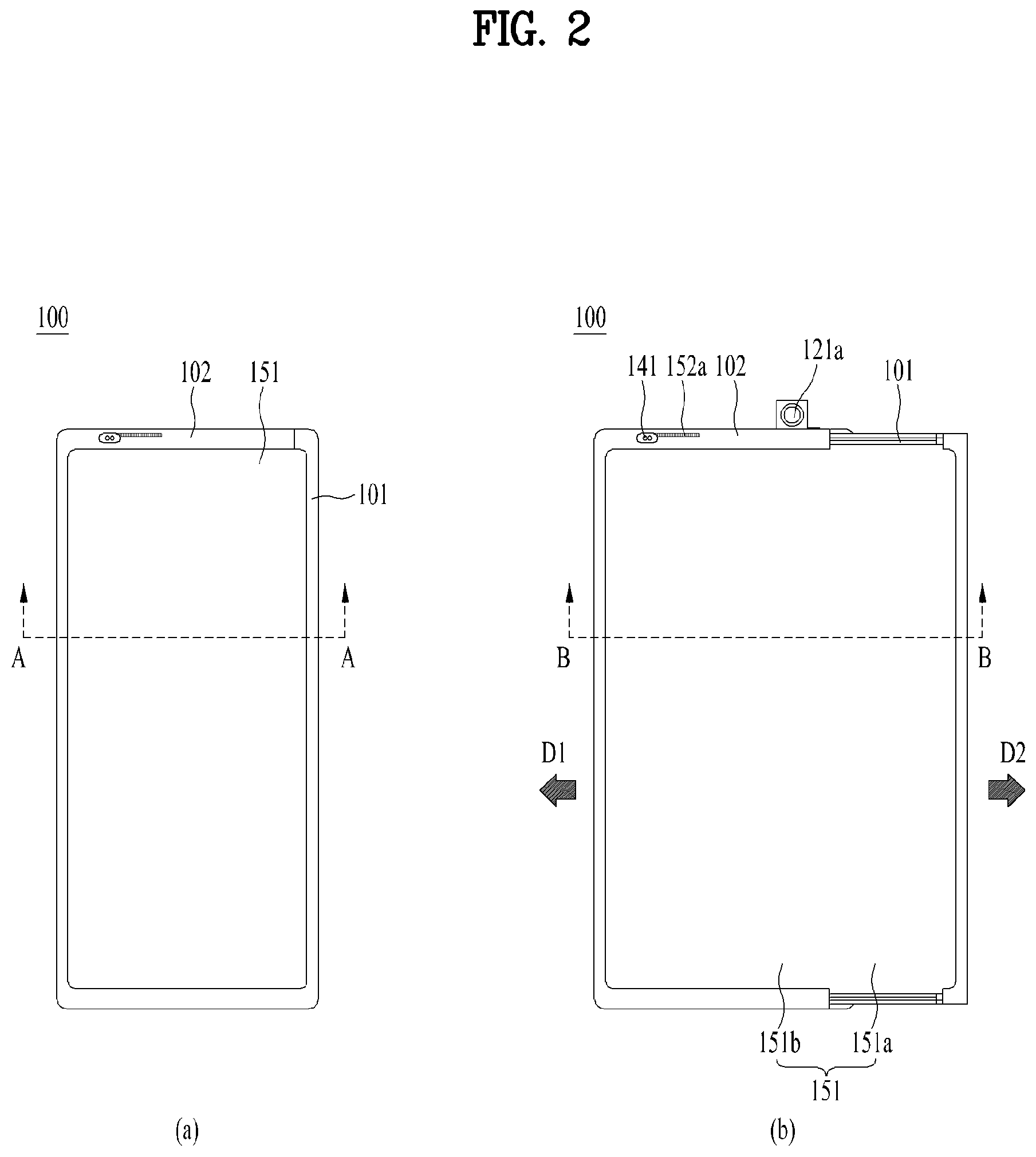 Patent US12613554 Figure 2 – Extendable mobile terminal having flexible display unit
