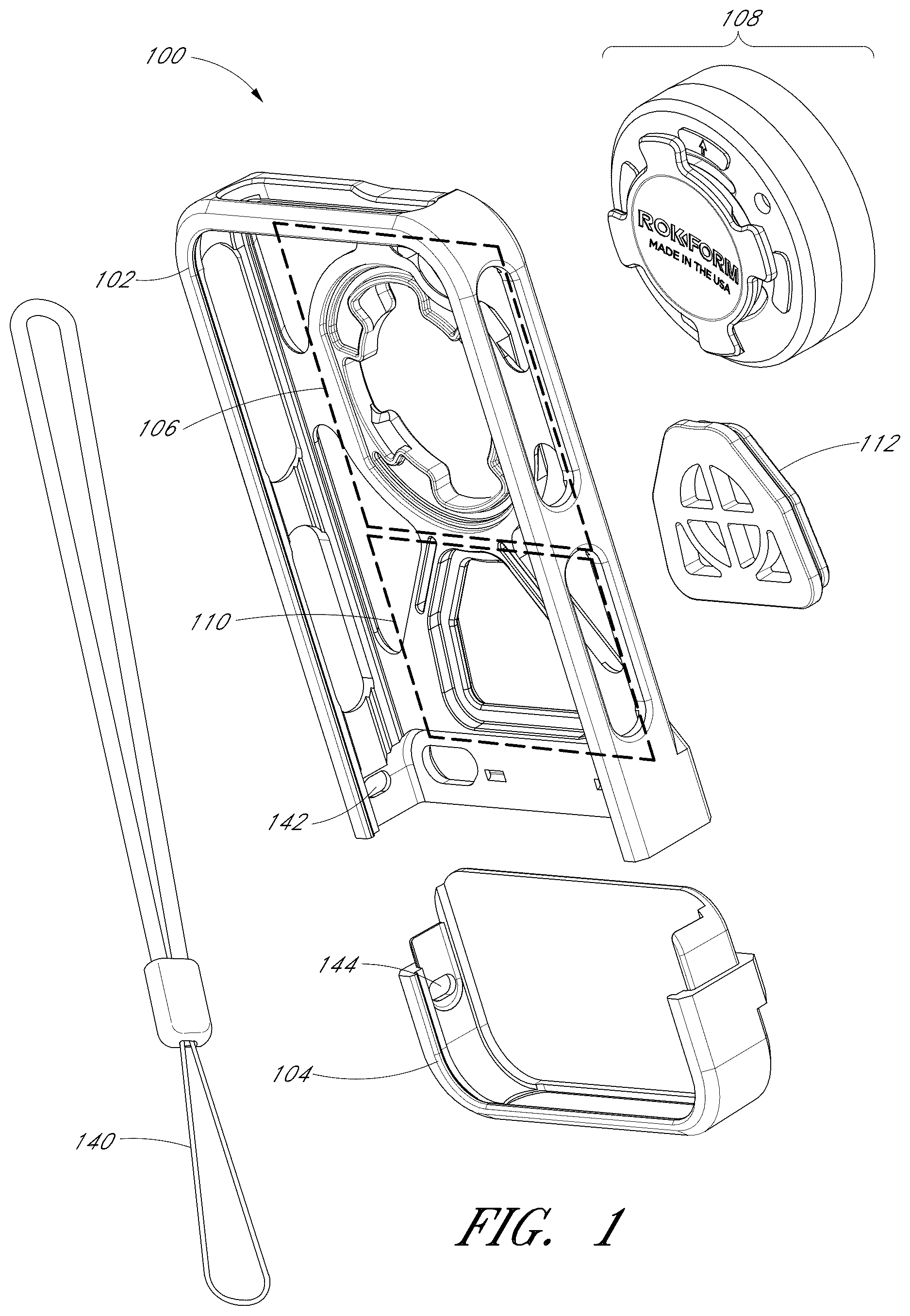 Patent US12613557 Figure 1 – Case and mount system for handheld electronic device