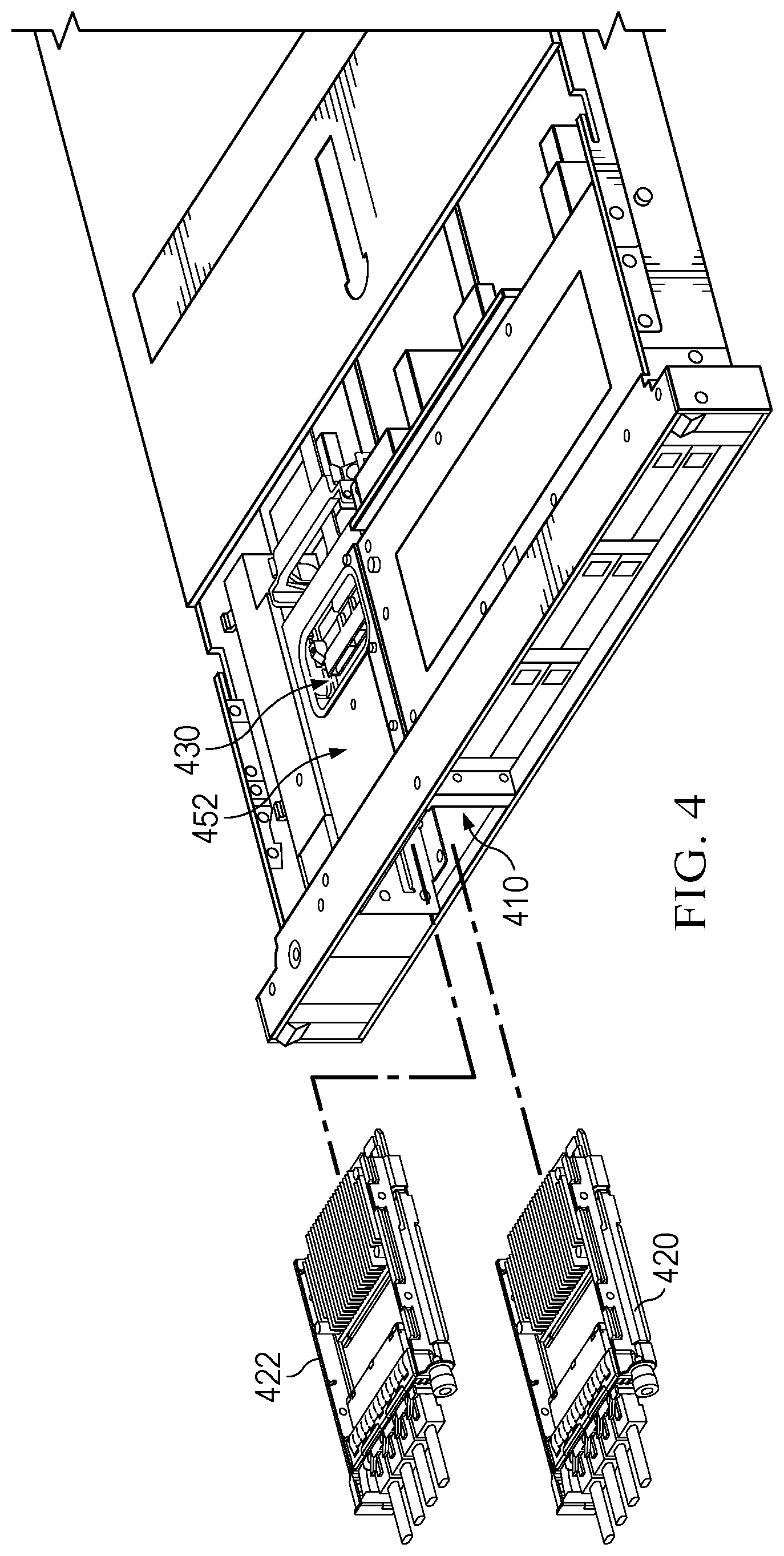 Patent US12613563 Figure 4 – Server system open compute project mounting system
