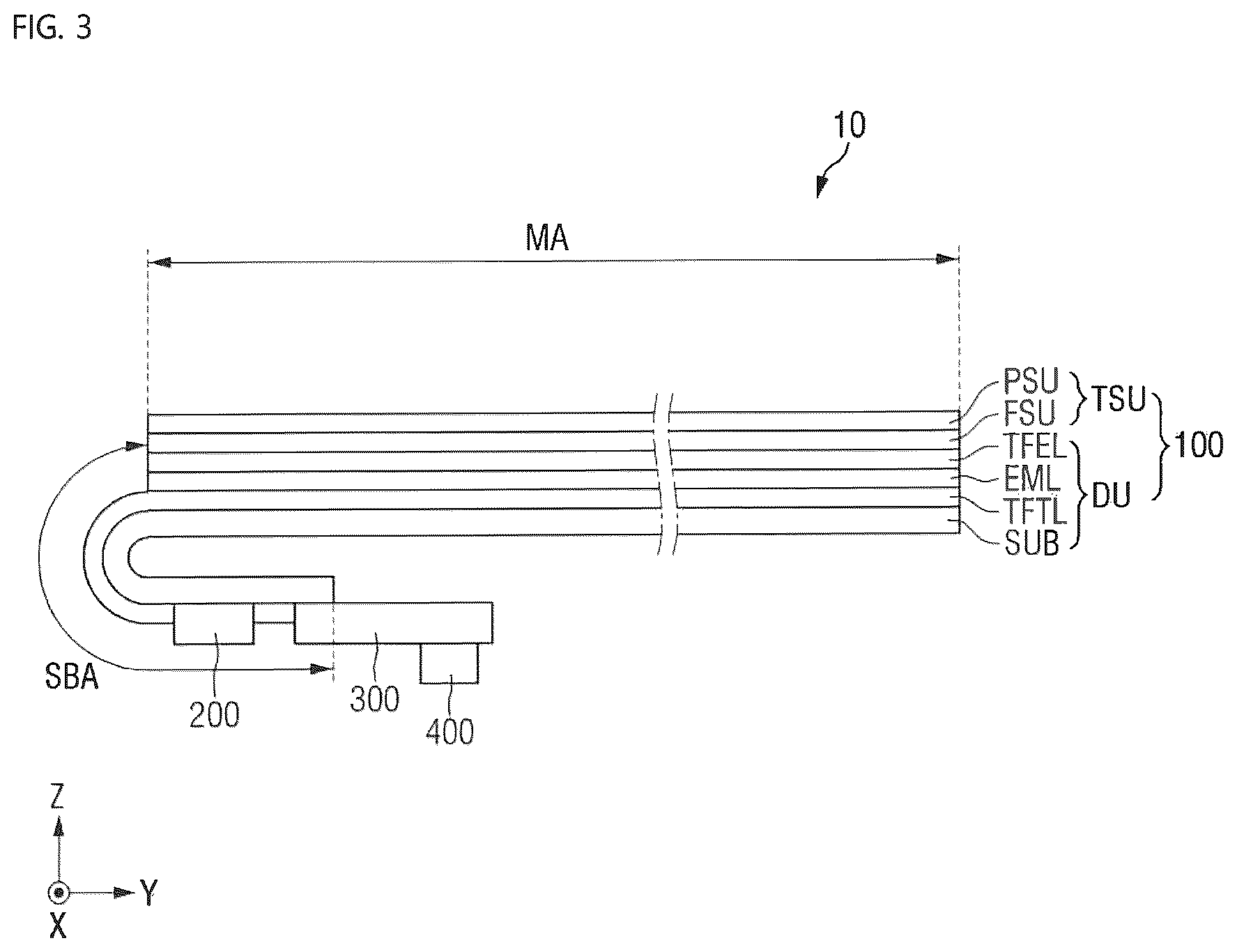 Patent US12613593 Figure 3 – Display device and a touch sensing system including the same