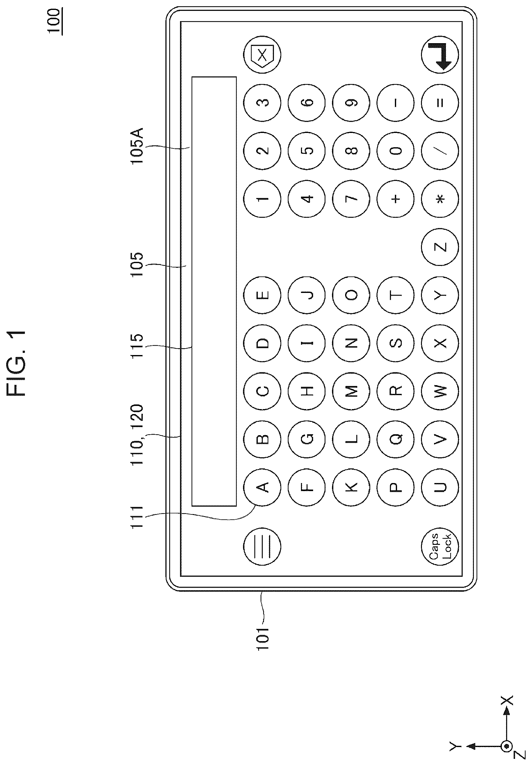 Patent US12613598 Figure 1 – Coordinate input device