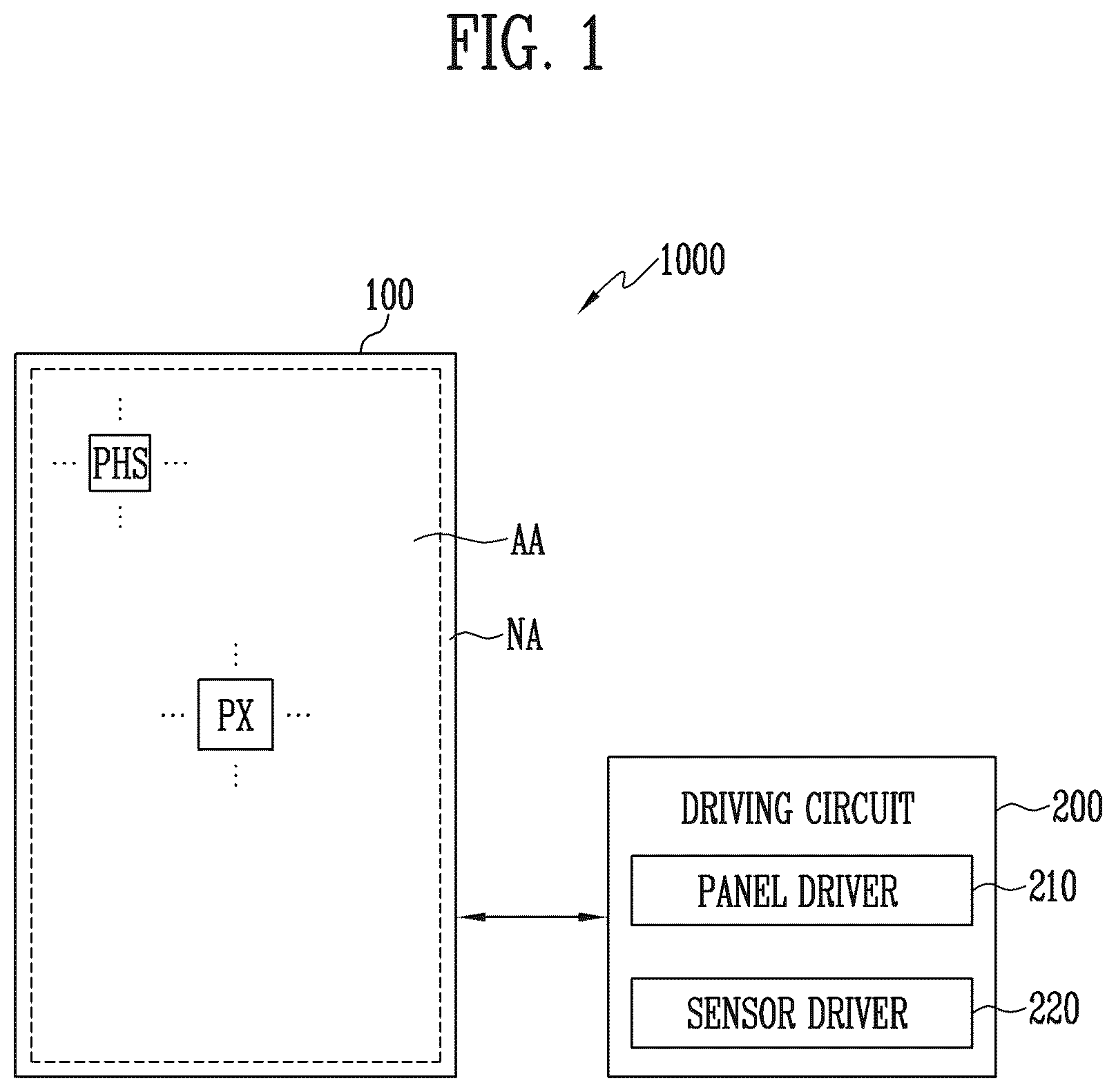 Patent US12613600 Figure 1 – Display device including touch sensing layer including conductive pattern