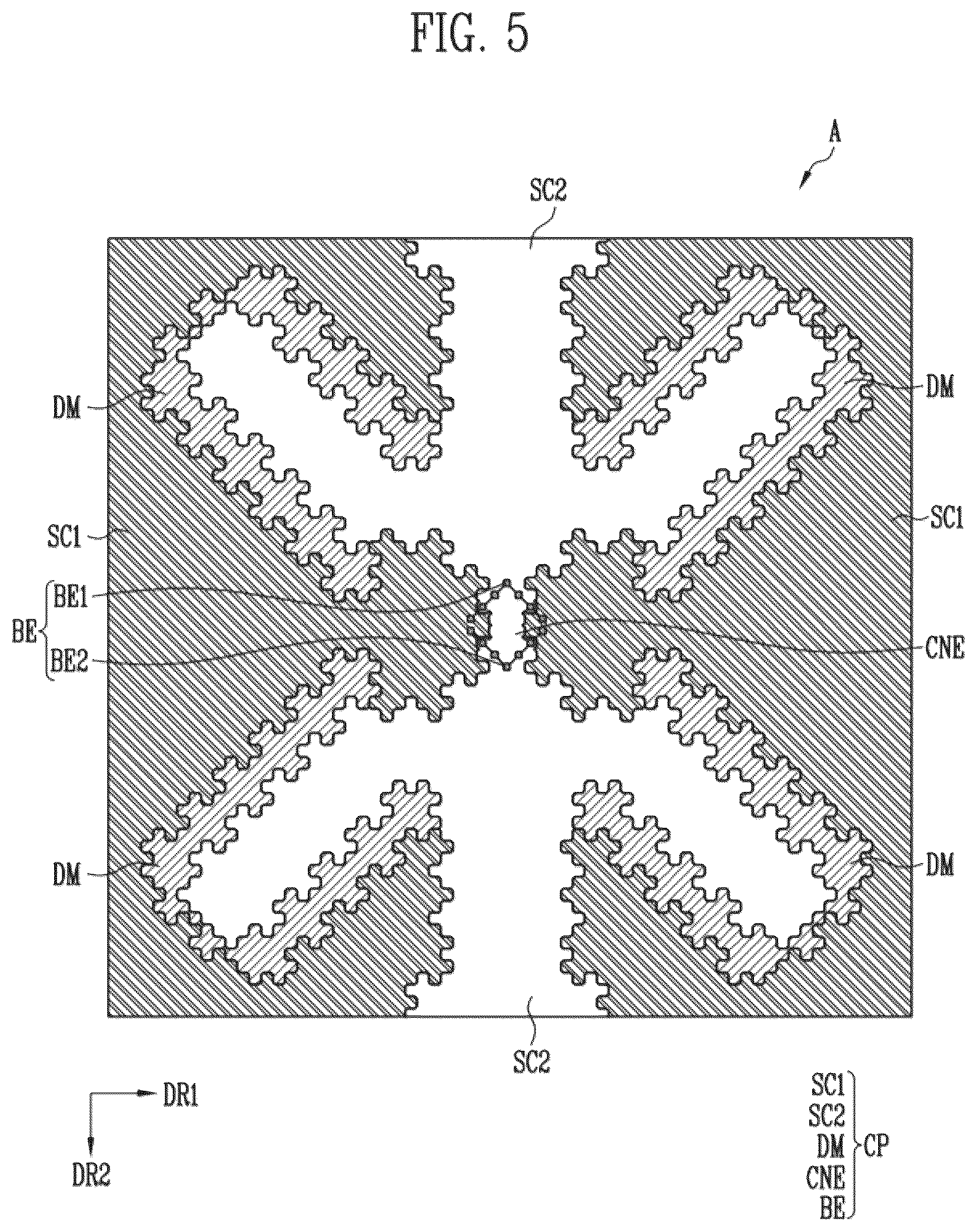 Patent US12613600 Figure 5 – Display device including touch sensing layer including conductive pattern