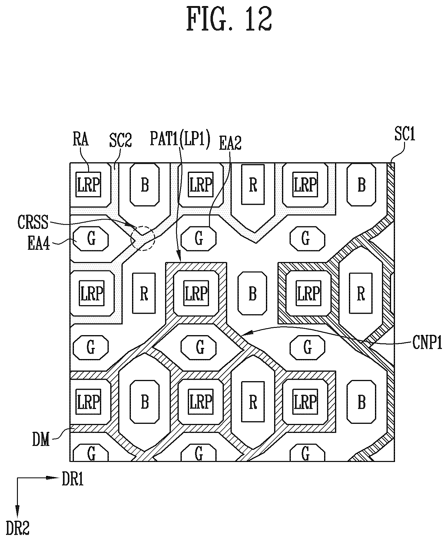 Patent US12613600 Figure 12 – Display device including touch sensing layer including conductive pattern