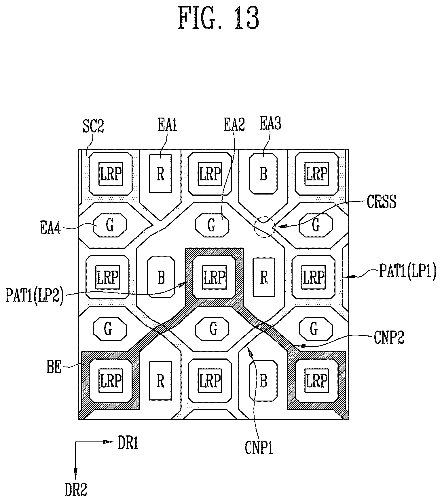 Patent US12613600 Figure 13 – Display device including touch sensing layer including conductive pattern
