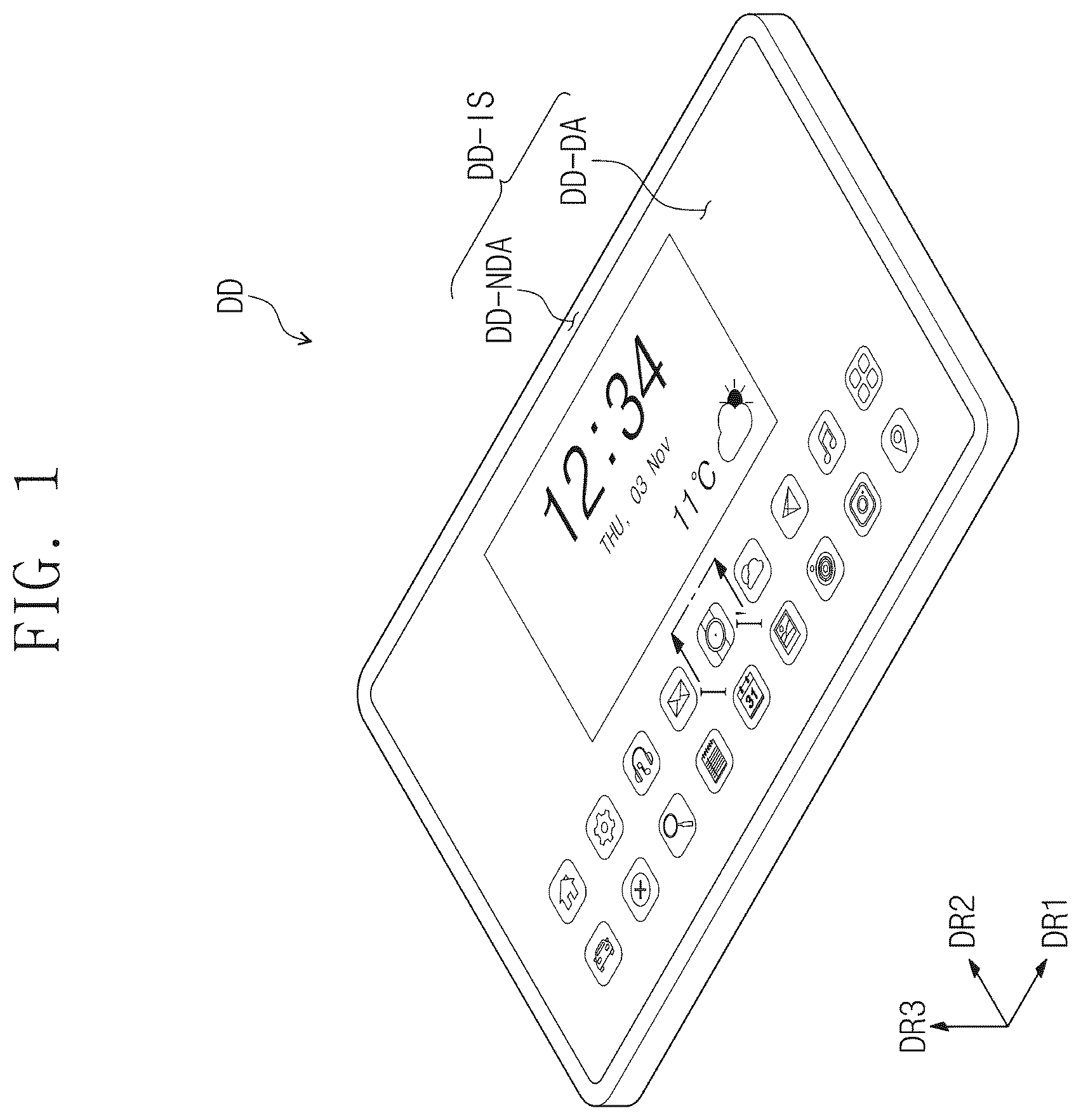 Patent US12613603 Figure 1 – Display device