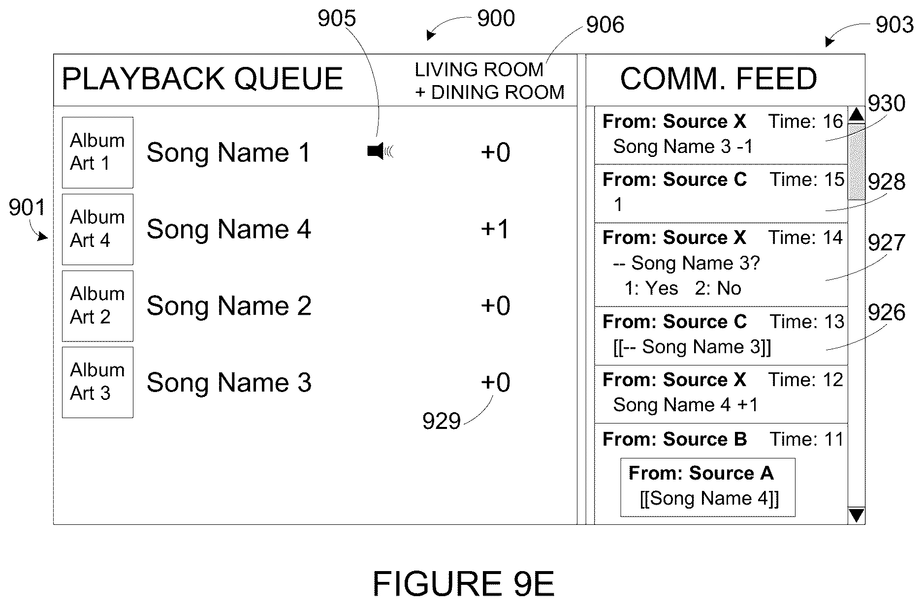 Patent US12613614 Figure 10 – Social playback queues