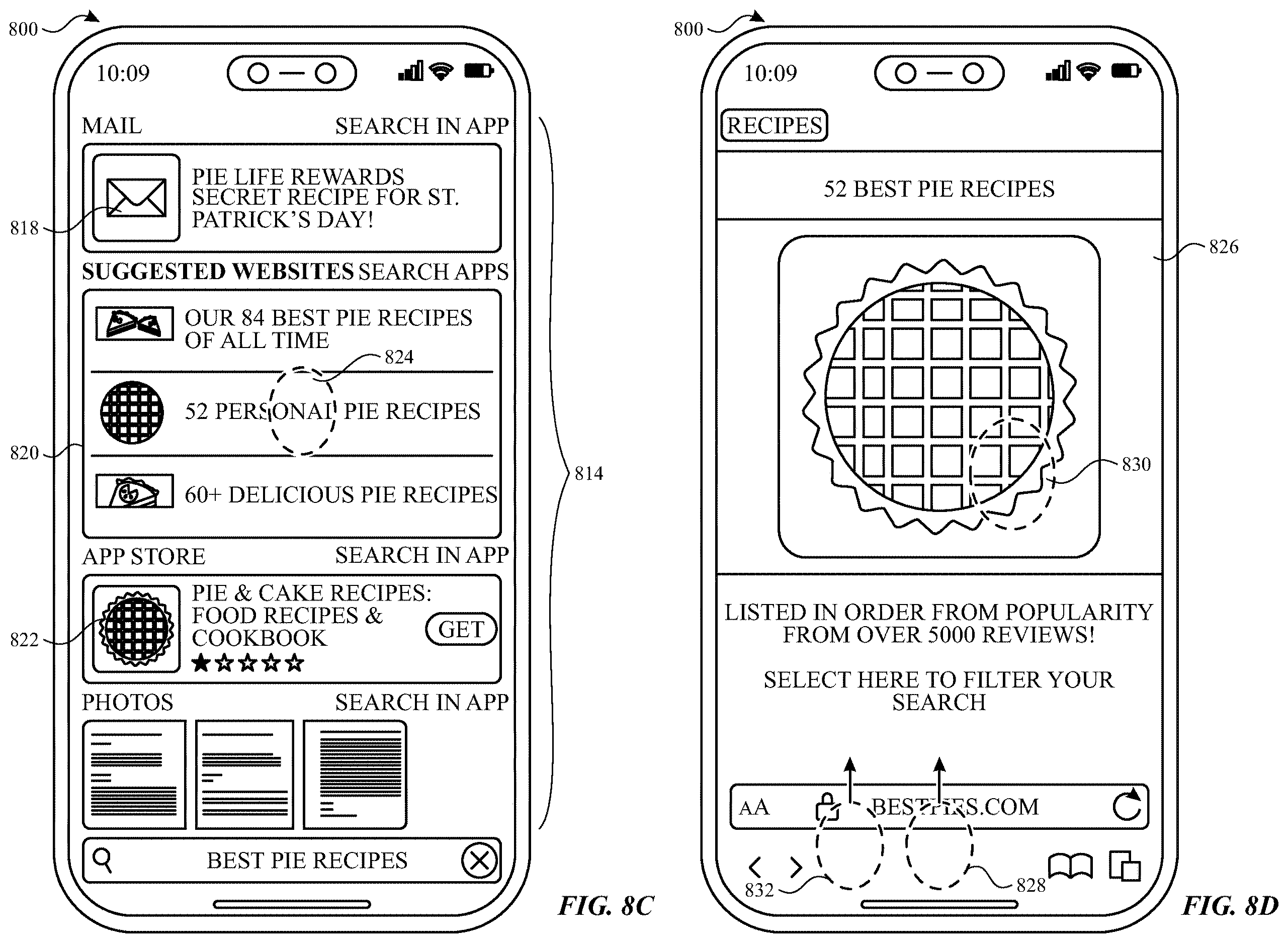 Patent US12613621 Figure 14 – Search to application user interface transitions