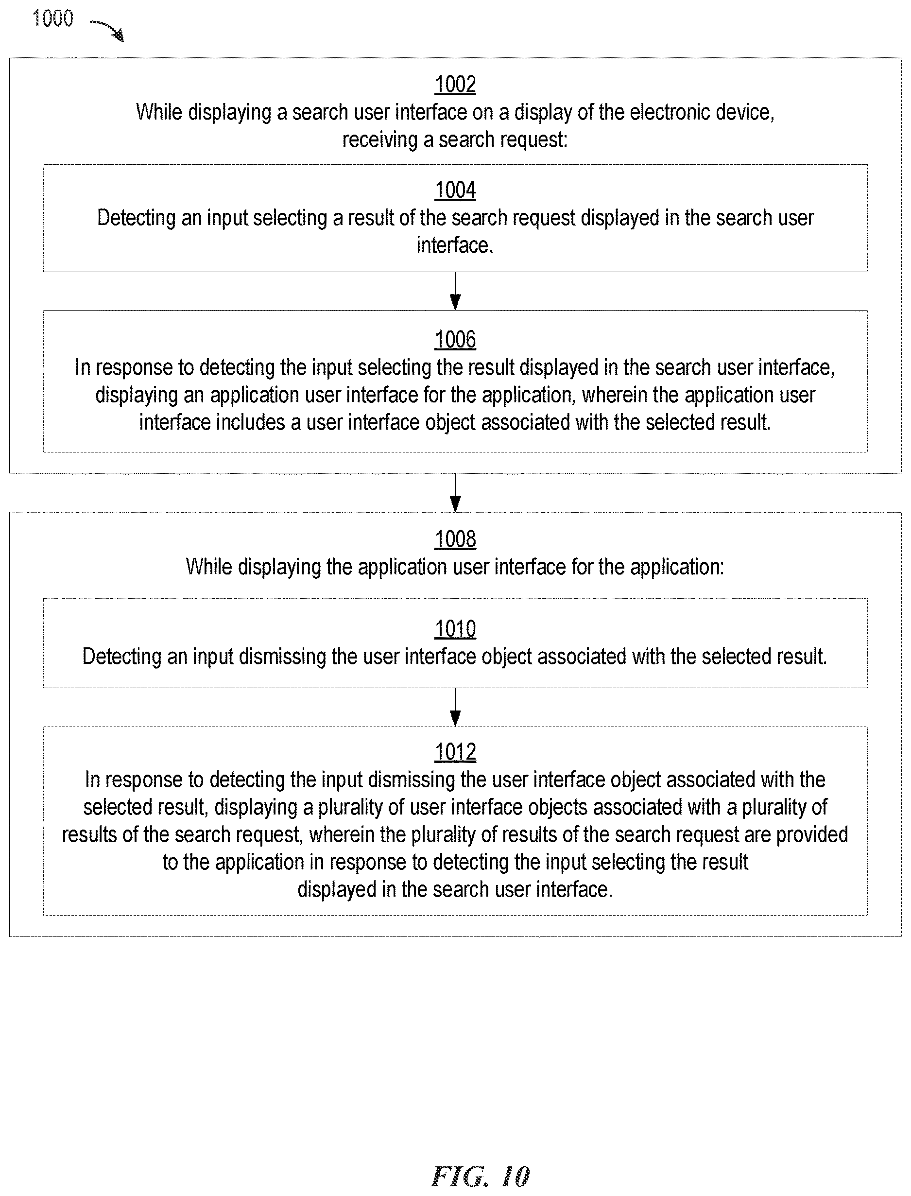 Patent US12613621 Figure 20 – Search to application user interface transitions