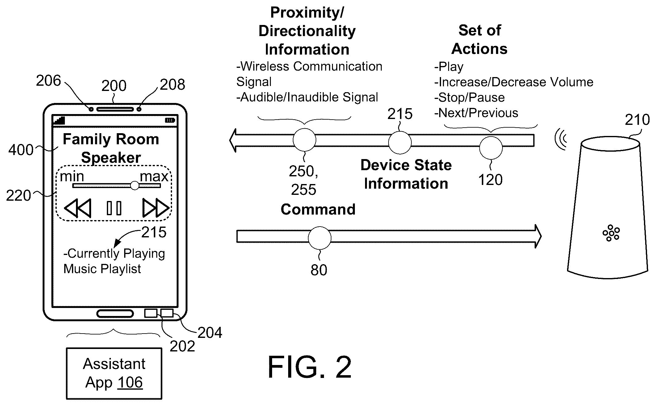 Patent US12613626 Figure 2 – Proximity-based controls on a second device