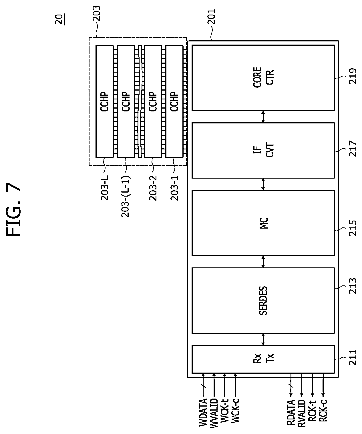 Patent US12613631 Figure 7 – Stack memory devices configured to communicate via packets