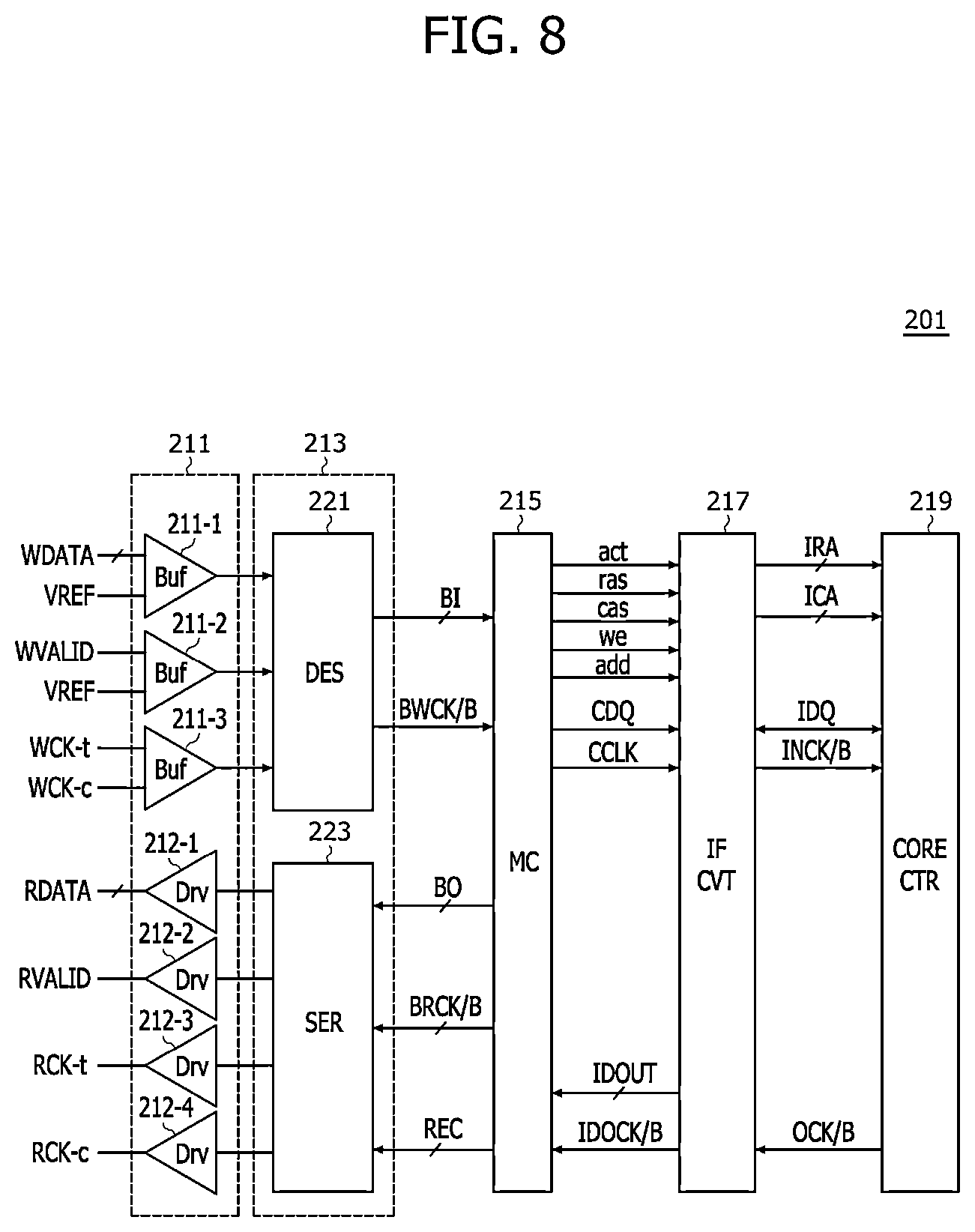 Patent US12613631 Figure 8 – Stack memory devices configured to communicate via packets