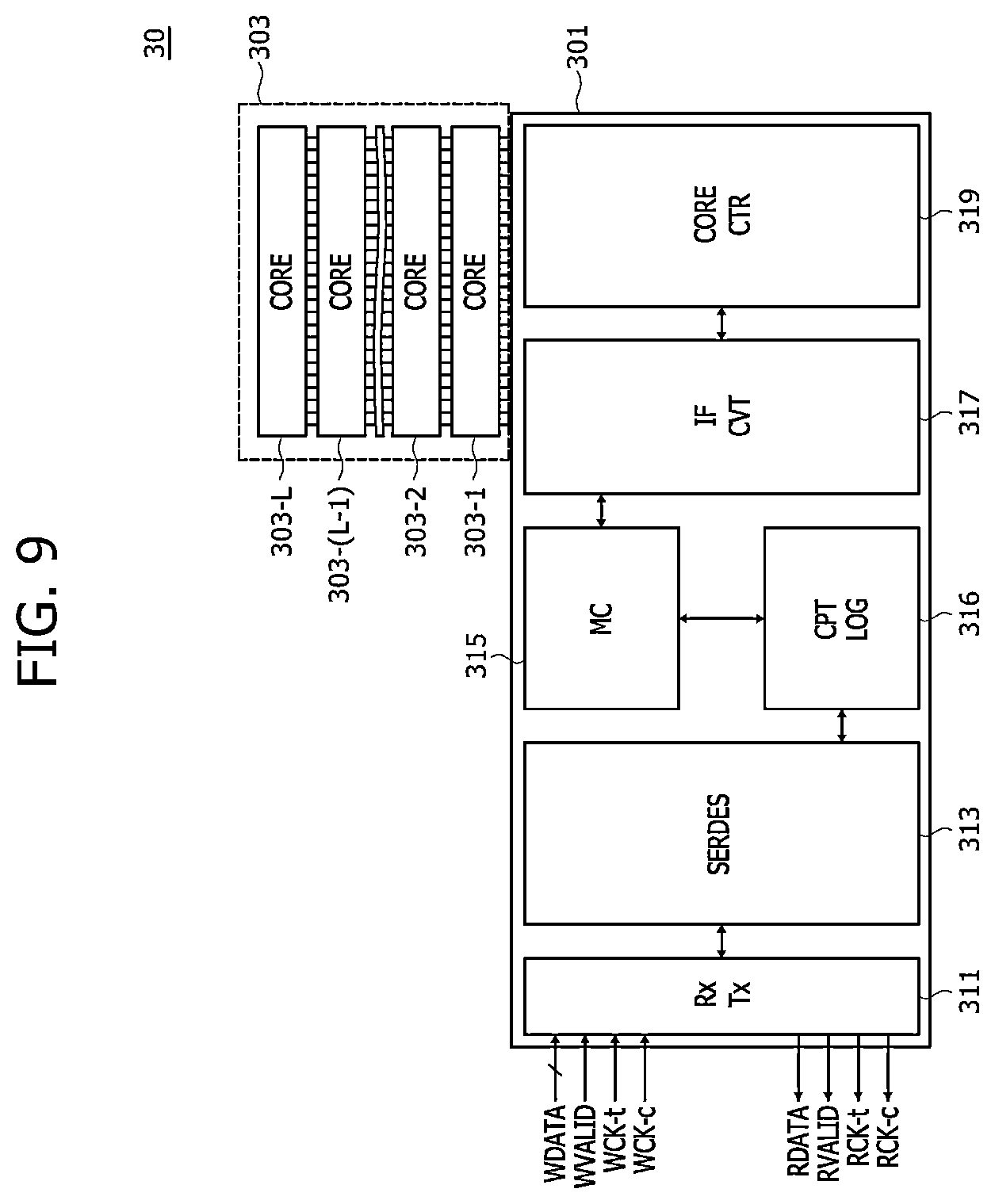 Patent US12613631 Figure 9 – Stack memory devices configured to communicate via packets