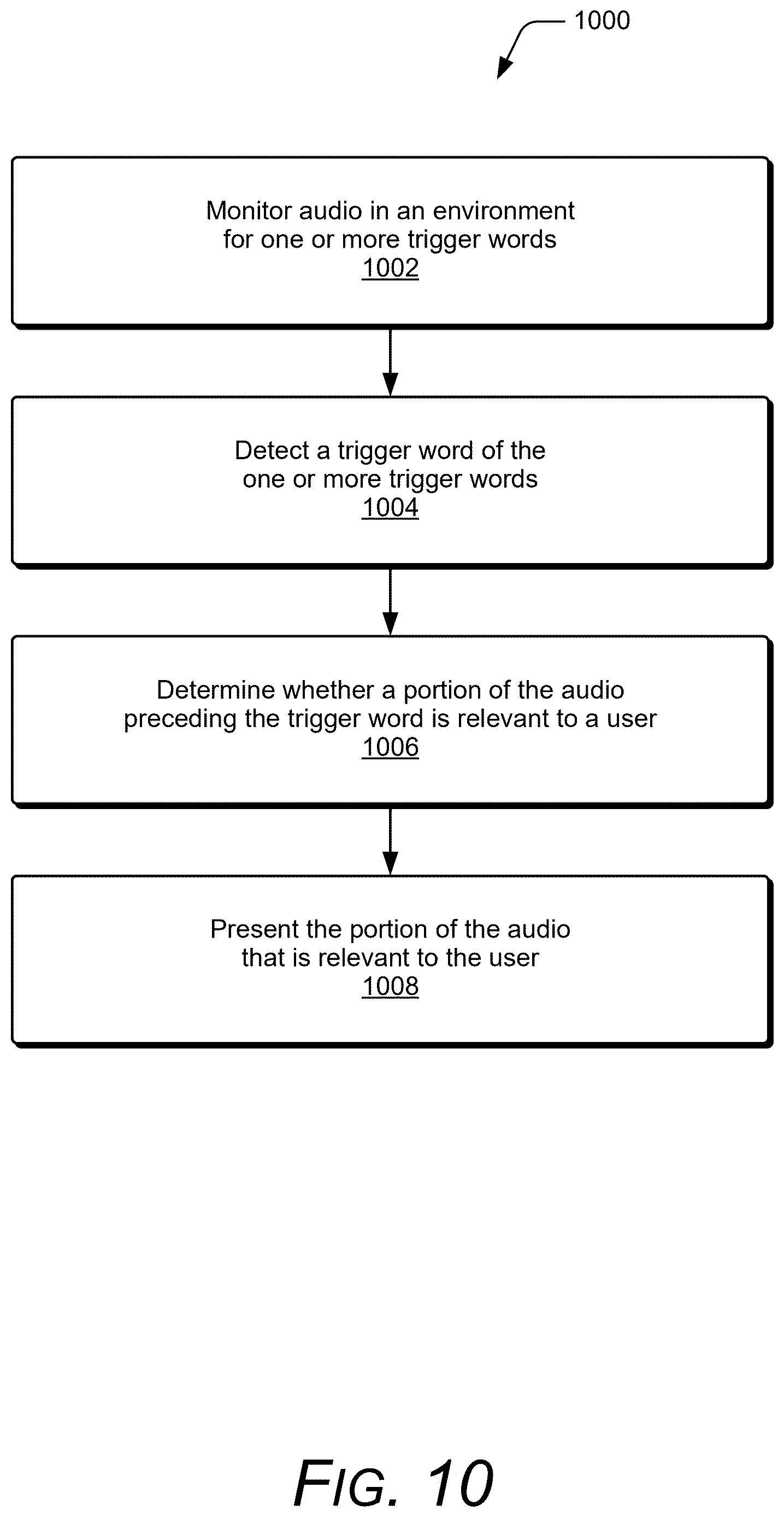 Patent US12613674 Figure 10 – Ending audio playback based on a trigger word