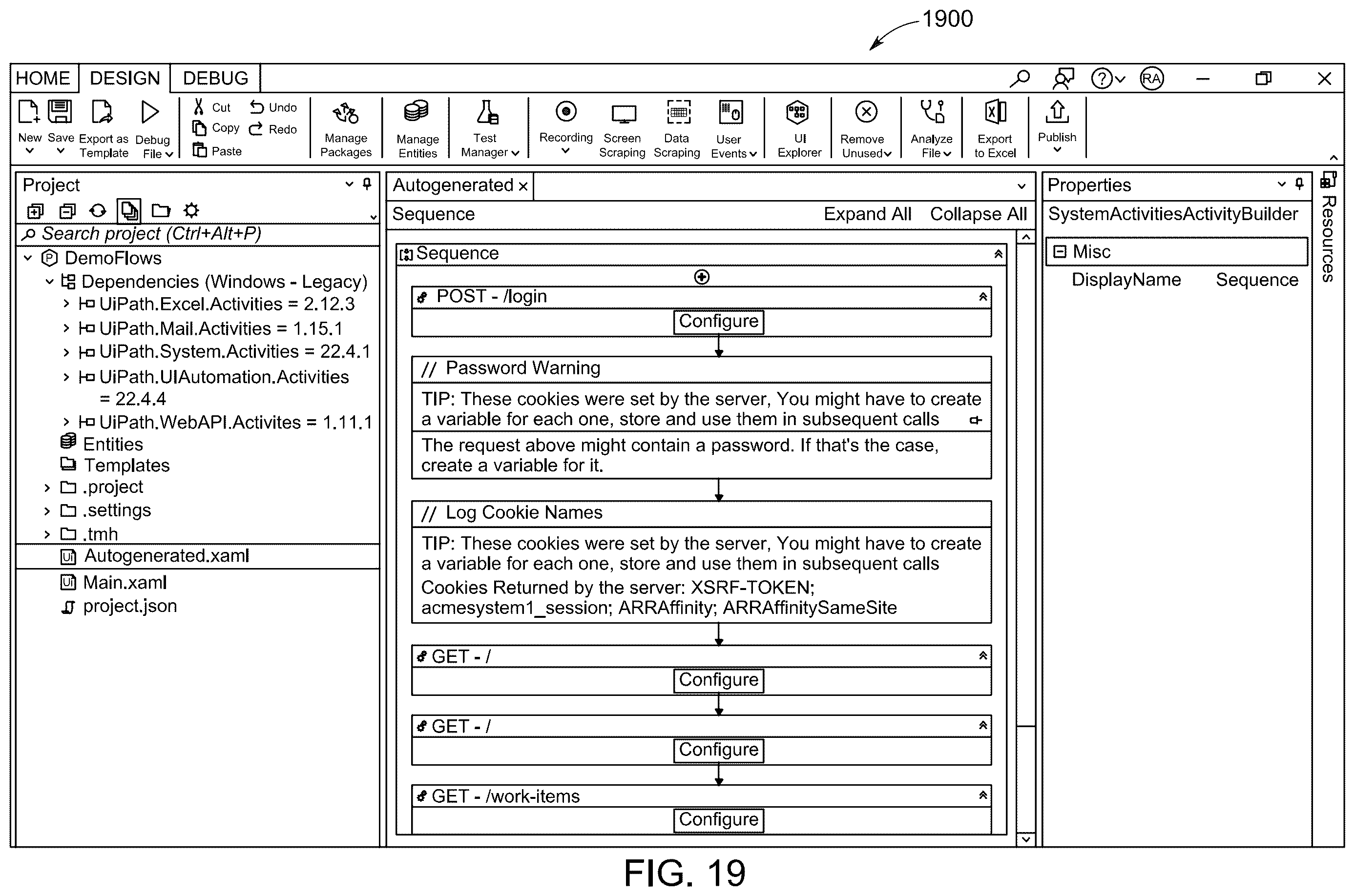 Patent US12613678 Figure 14 – Hypertext transfer protocol recorder of a robotic process automation workflow designer application