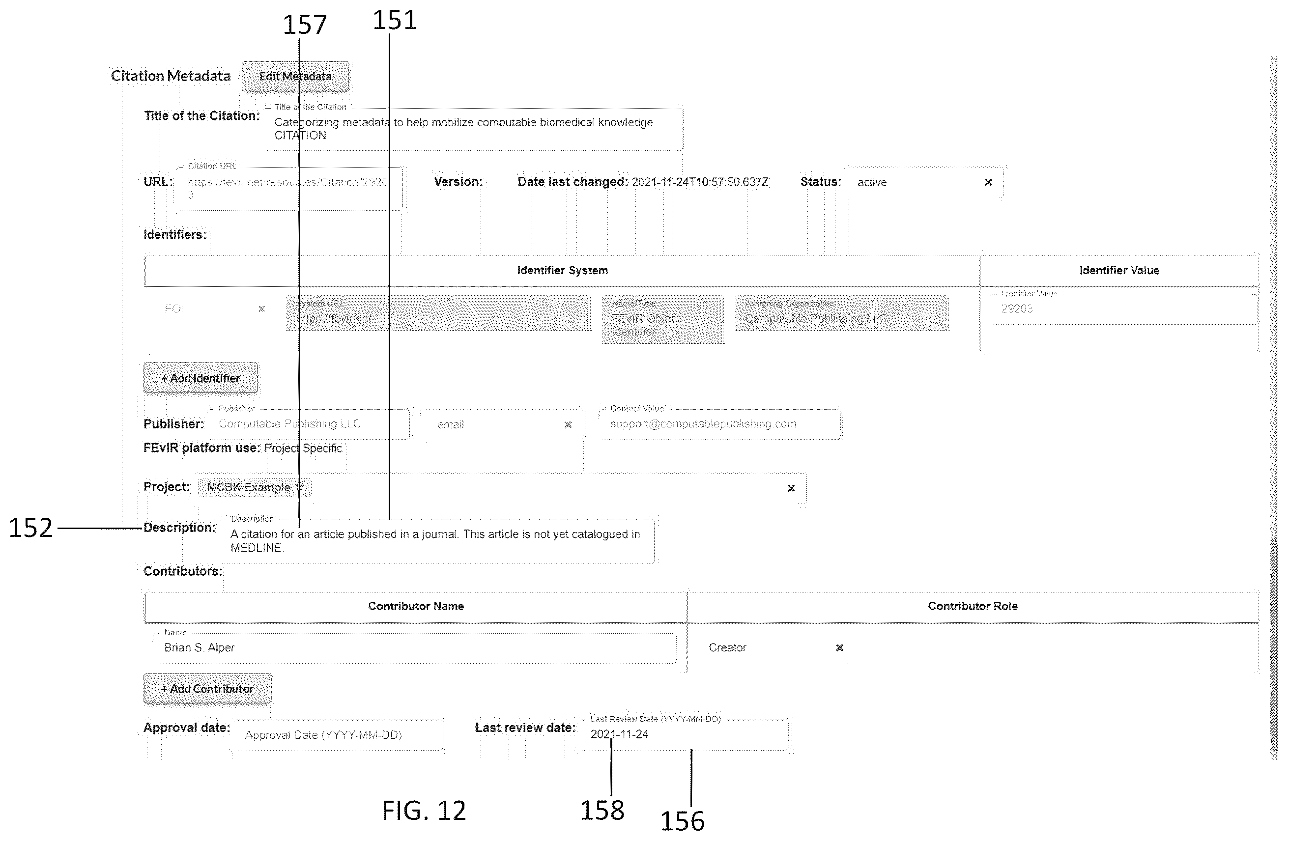 Patent US12613712 Figure 12 – System and method to support human data entry and conversion to expression in intermediate form for research knowledge